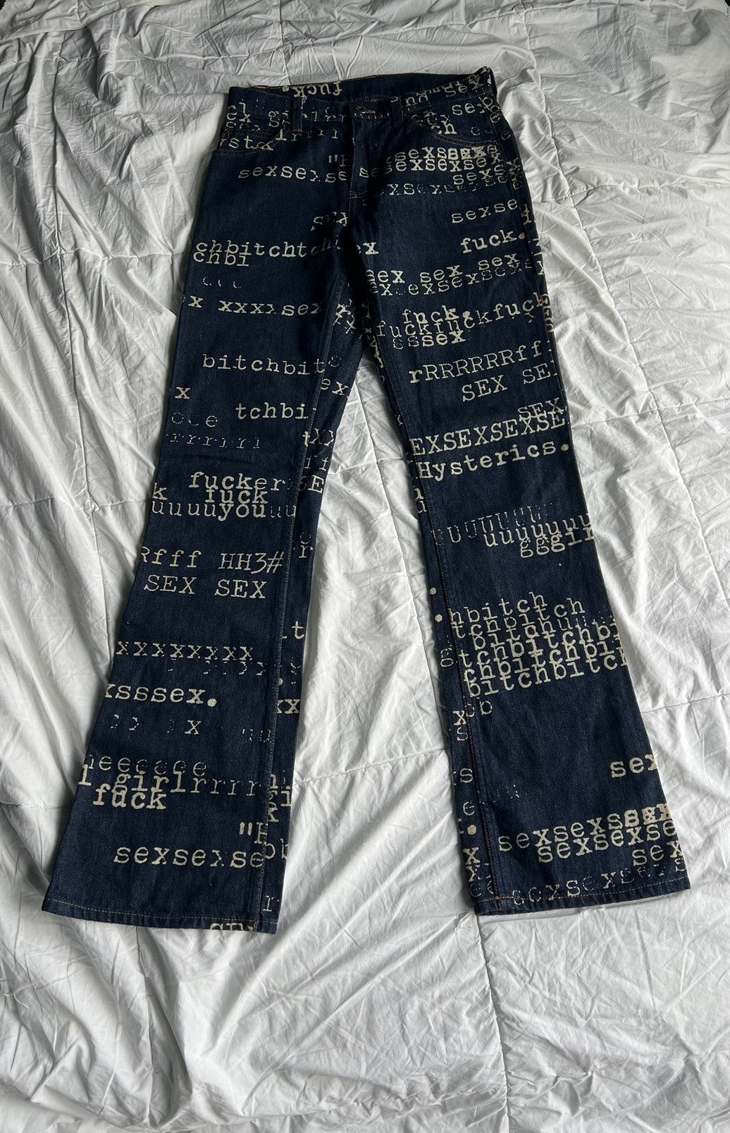 パンツ vintage hysteric glamour type fuck denim SS99 Hysteric Glamour Fuck Sex Bitch XXX Denim Pants | Depop