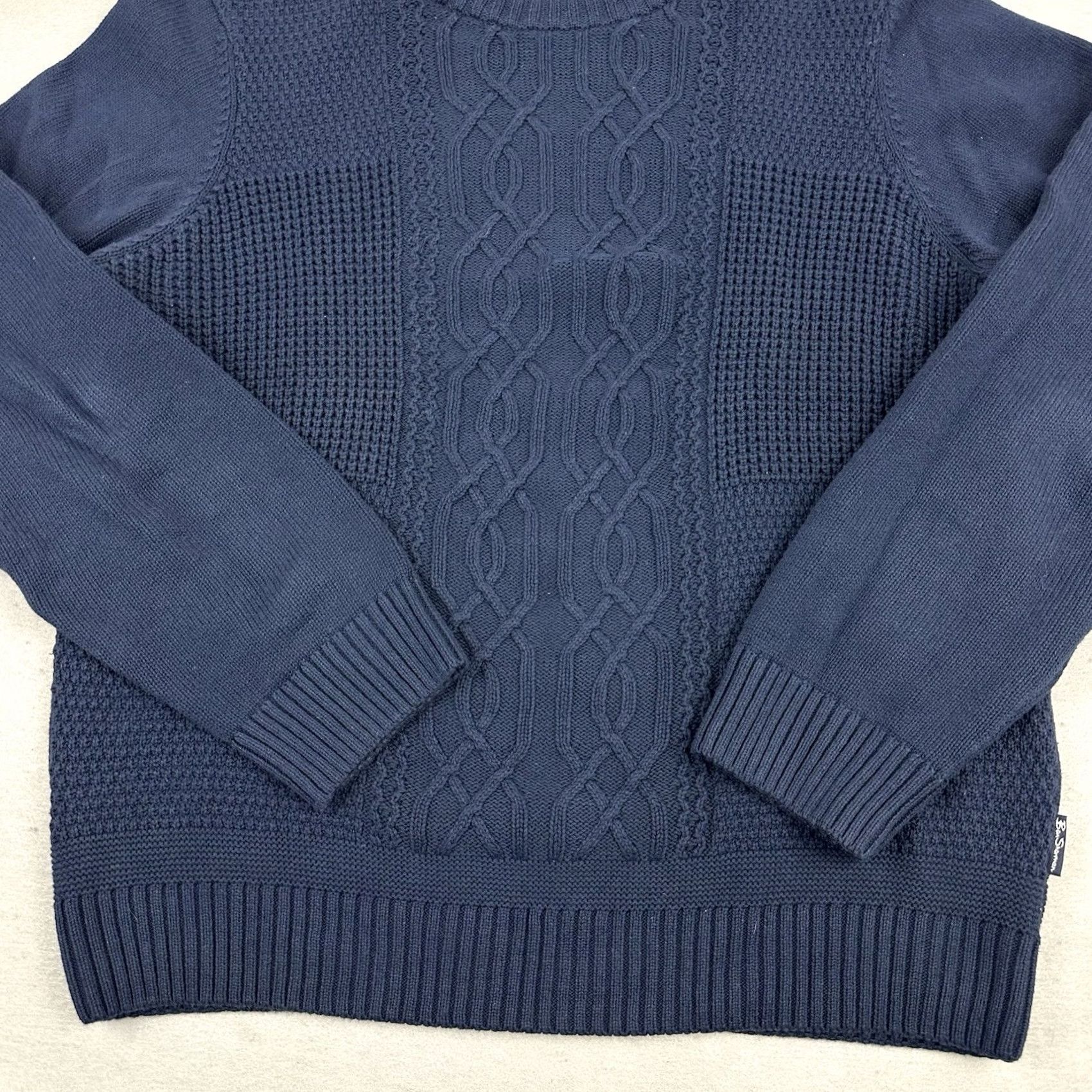 Ben Sherman Ben Sherman Sweater Men Large Blue Crew Neck Long Sleeve Pullover Cable-Knit L Casual Preppy Logo Shirt Size US L / EU 52-54 / 3 - 3 Thumbnail
