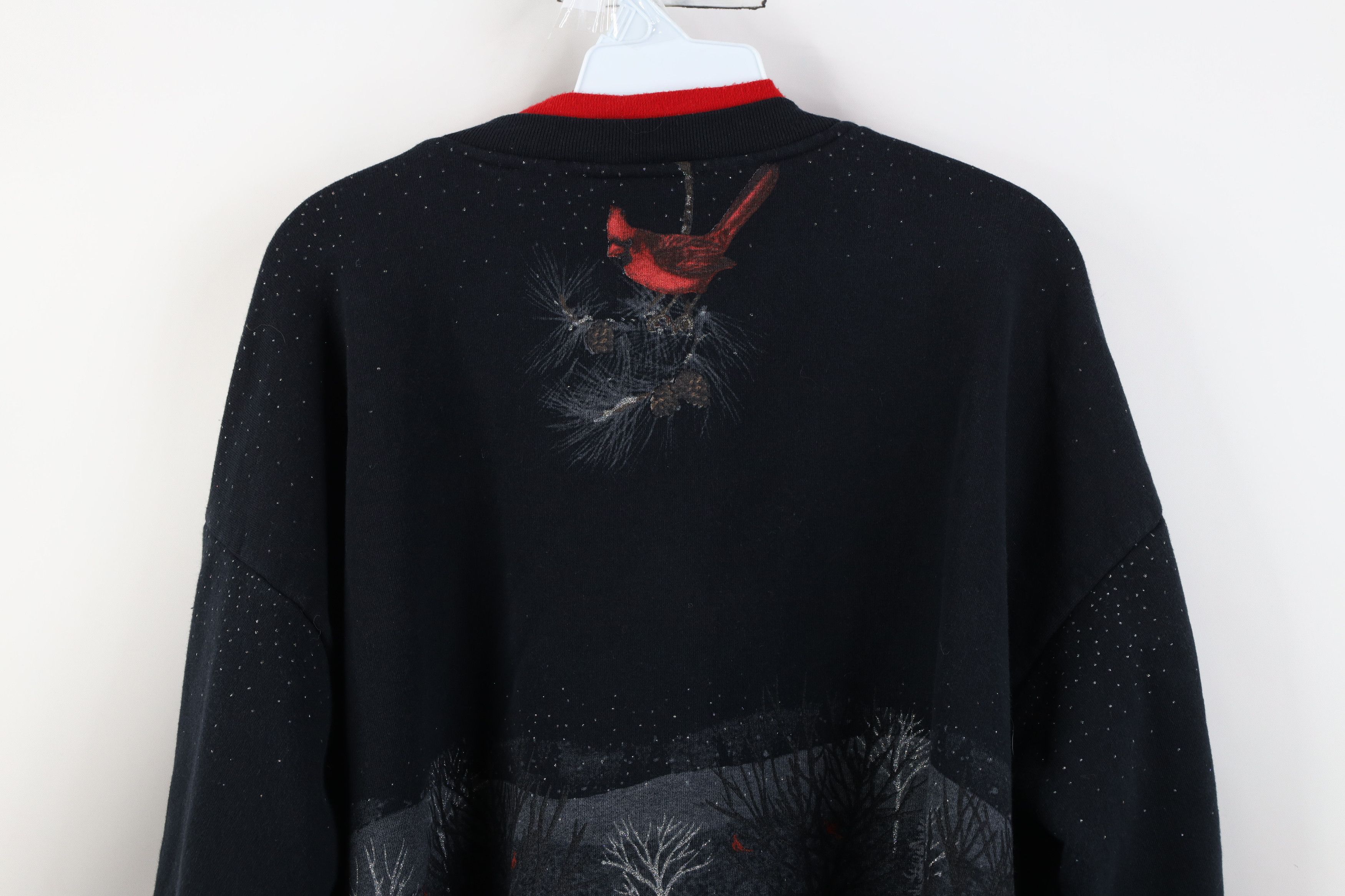 Vintage Vintage 90s Snow Cardinal Birds All Over Print Sweatshirt Size XXL / US 16-18 / IT 52-54 - 14 Thumbnail