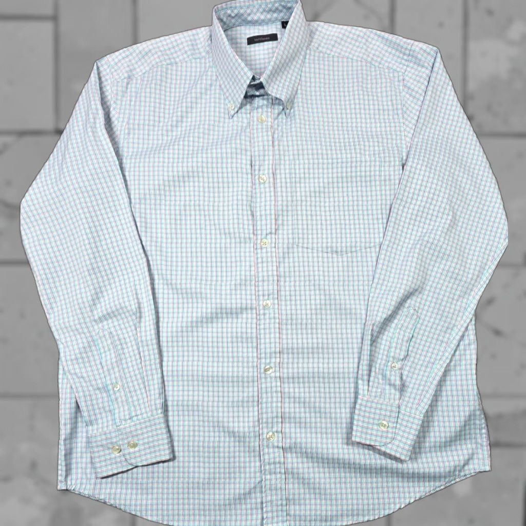 Vintage Turtleson Shirt Mens Tattersall Blue Pink Button Up Long Sleeve Performance Casu al Size US L / EU 52-54 / 3 - 1 Thumbnail