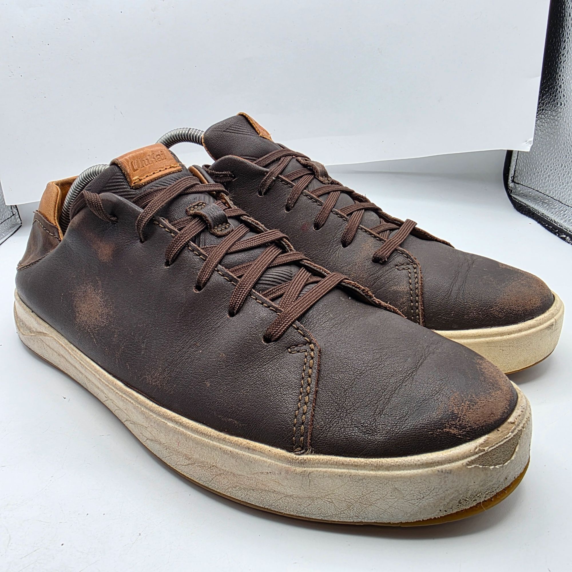 Olukai OluKai Waialae Mens Golf Shoes 10.5 Brown Dark Wood Leather Size US 10.5 / EU 43-44 - 1 Thumbnail