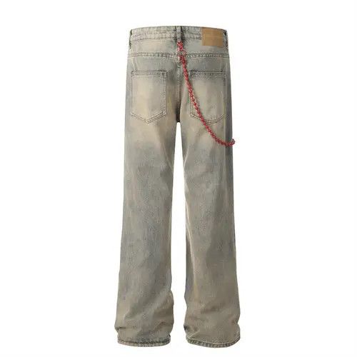 Japanese Brand × Jean American washed distressed loose side chain straight jeans Size US 32 / EU 48 - 3 Thumbnail