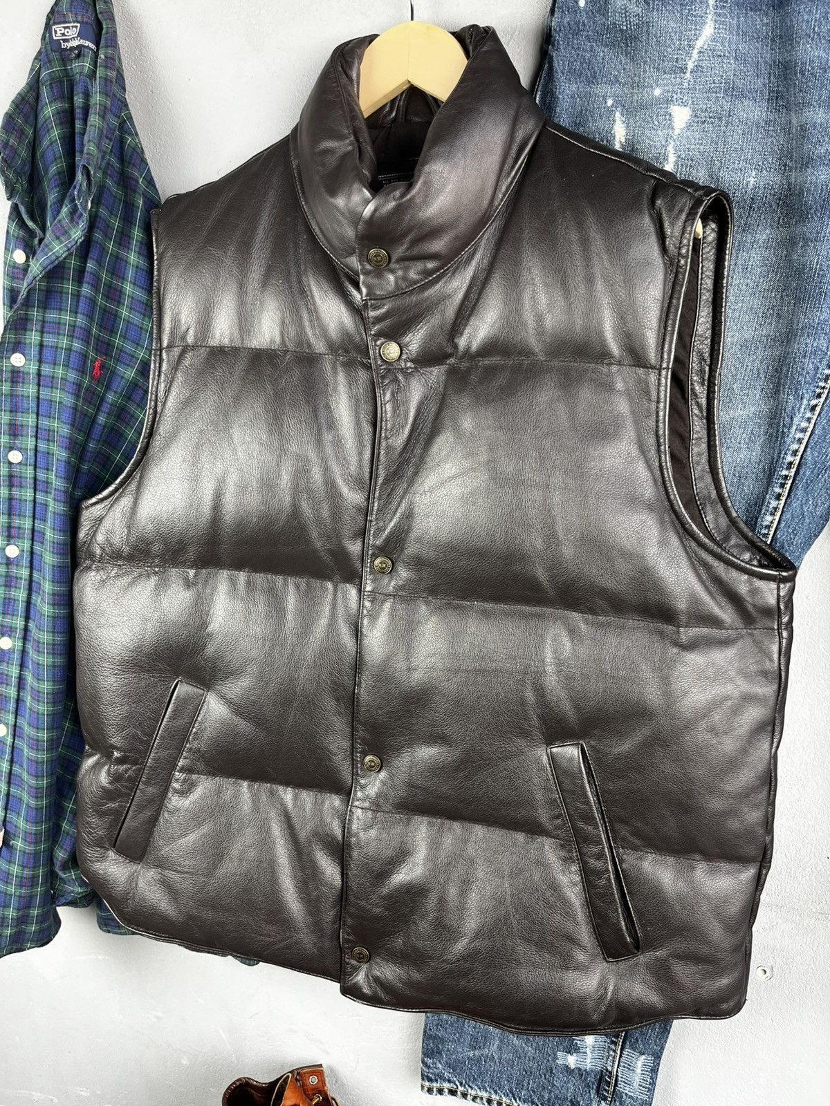 Schott River Woods mens leather vest schott style western Size US XL / EU 56 / 4 - 8 Thumbnail