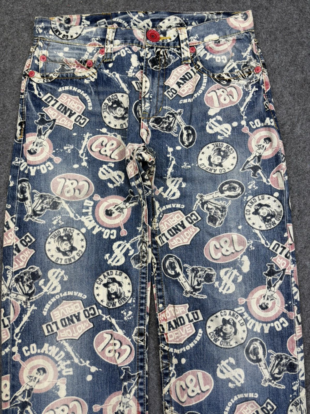 Designer Co&Lu Japan Dope Sick Full Print Denim F750 Size US 31 - 3 Thumbnail