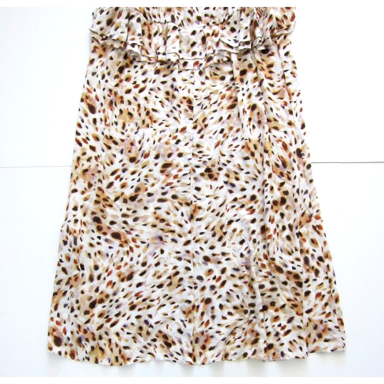 Vintage Sofia Vergara 100% Rayon Ivory Brown Purple Cheetah Ruffle Long Maxi Dress XXL Dress Size XXL / US 16-18 / IT 52-54 - 6 Thumbnail
