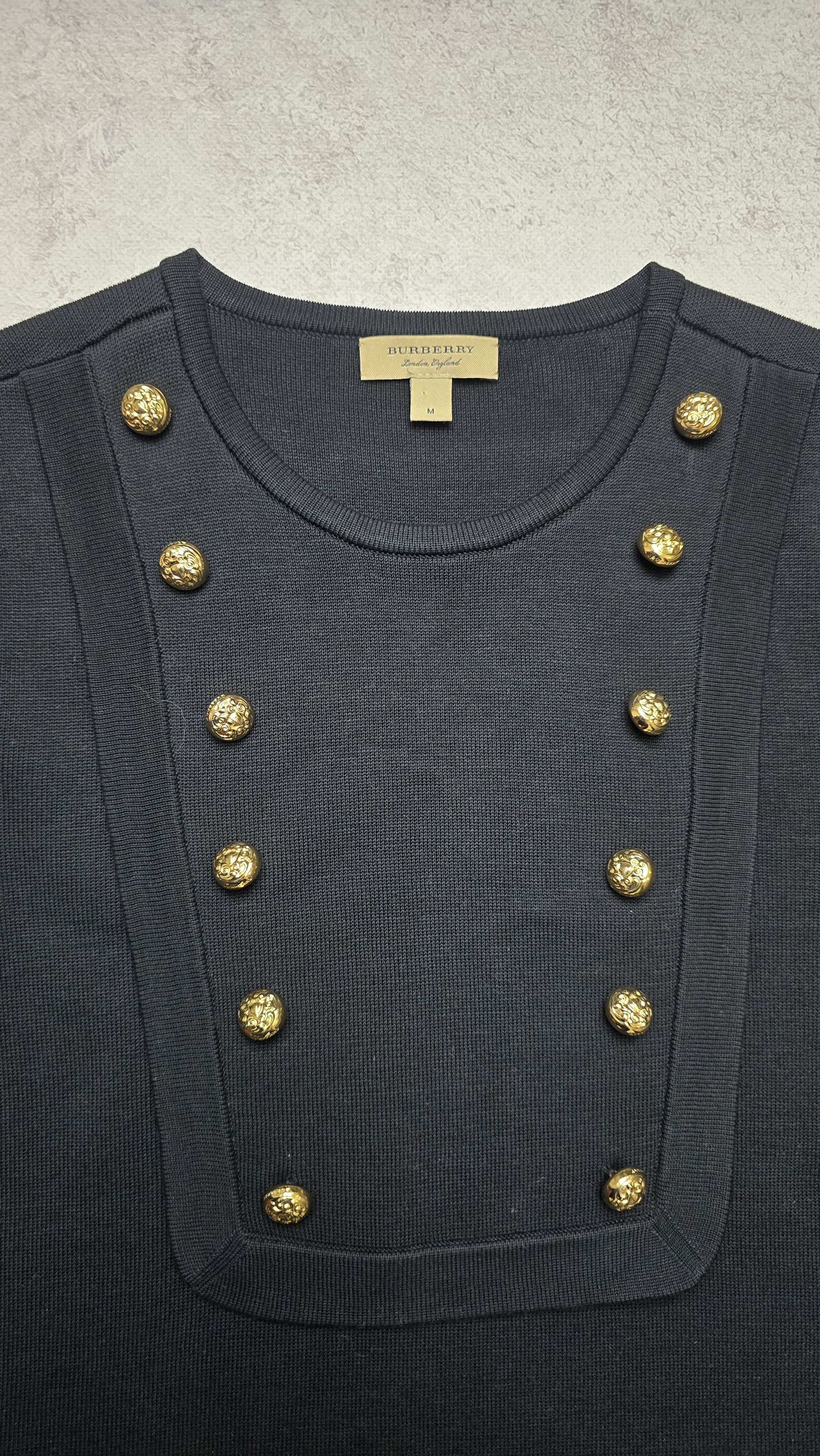 Burberry Burberry England Military Knit Dress Gold Button Silk Blend Size M / US 6-8 / IT 42-44 - 10 Thumbnail