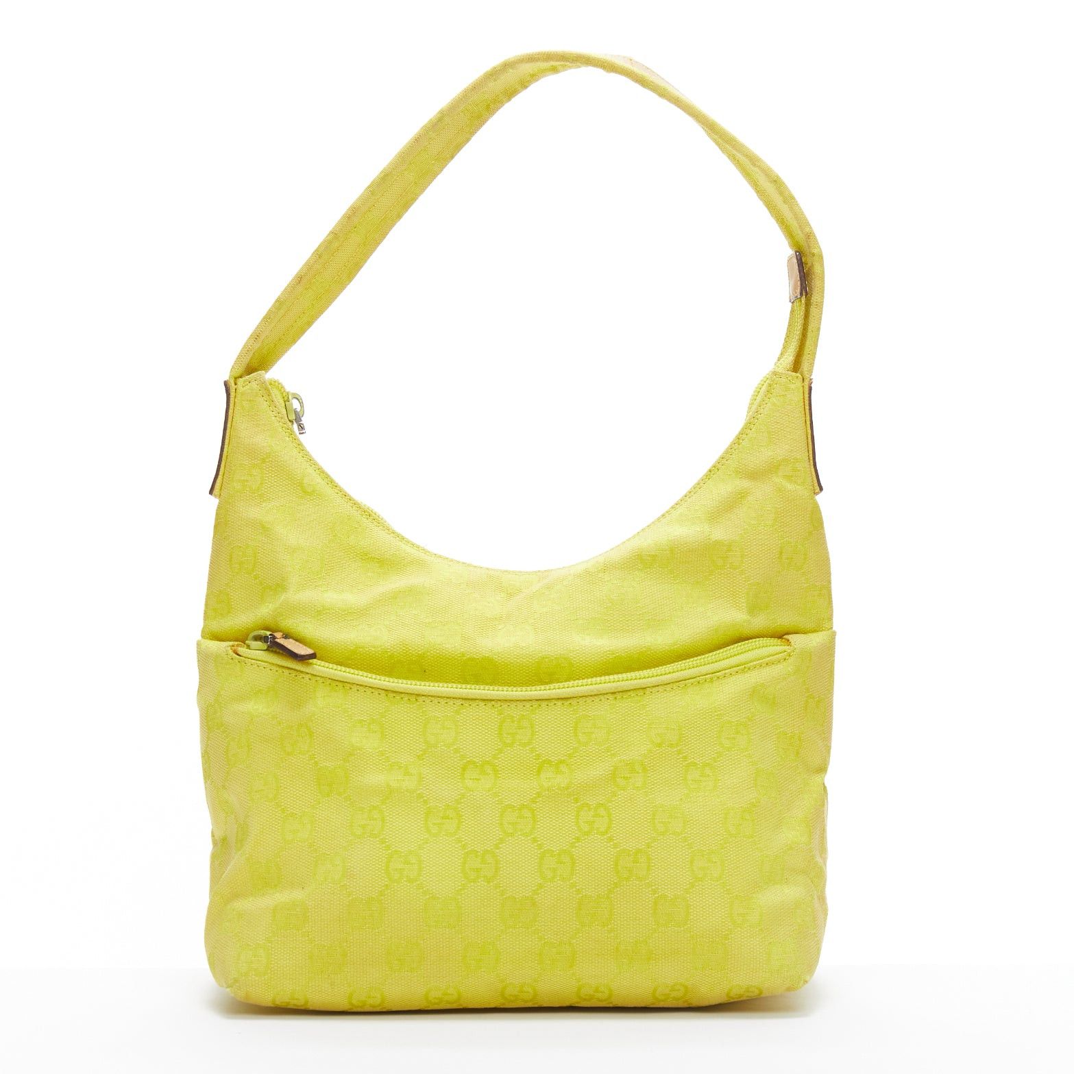 Gucci GUCCI Vintage yellow GG monogram canvas small hobo shoulder bag Size ONE SIZE - 1 Thumbnail