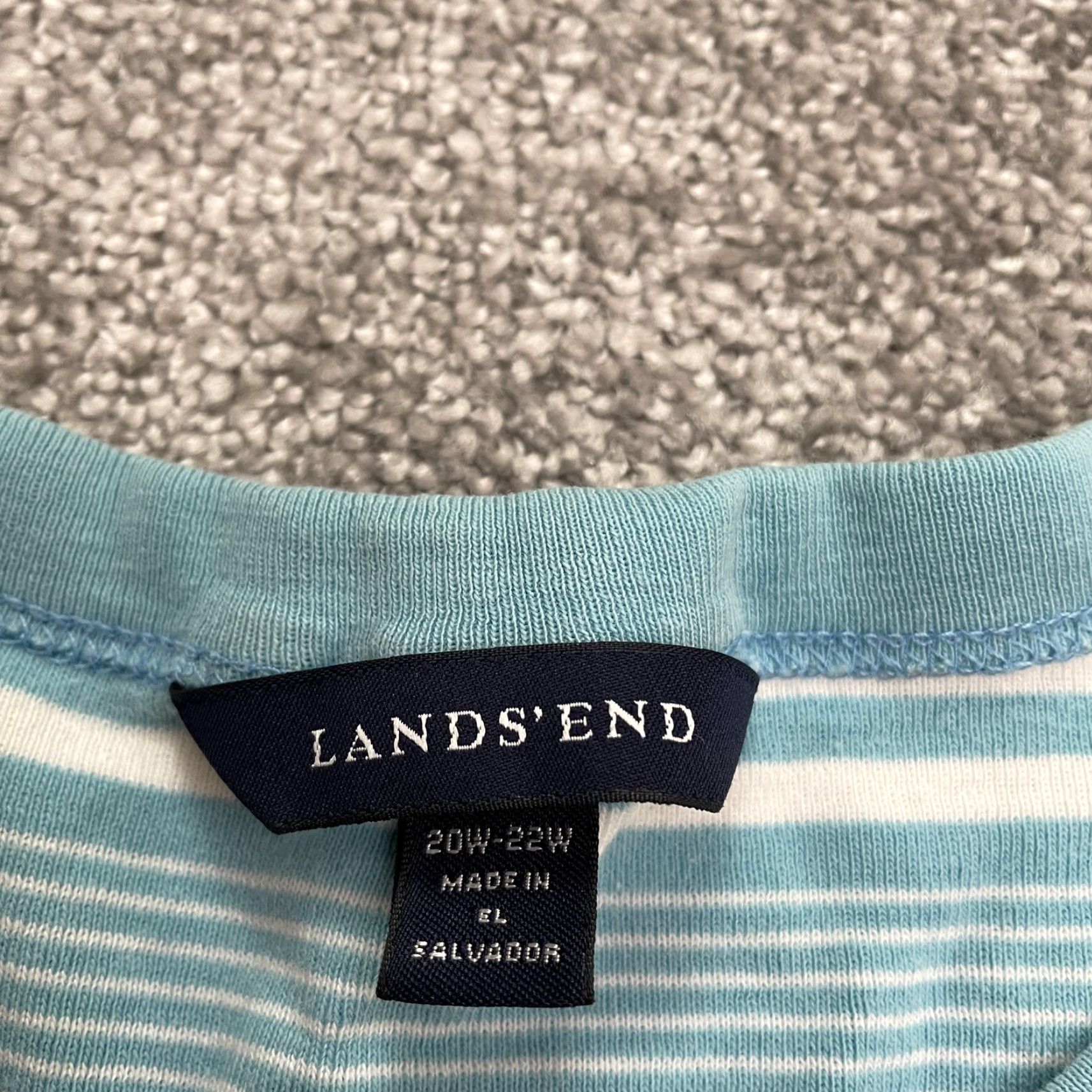 Lands' End Lands' End Women's 2XL Green White Striped Long Sleeve Basic T-Shirt Crew Neck Size XXL / US 16-18 / IT 52-54 - 6 Thumbnail