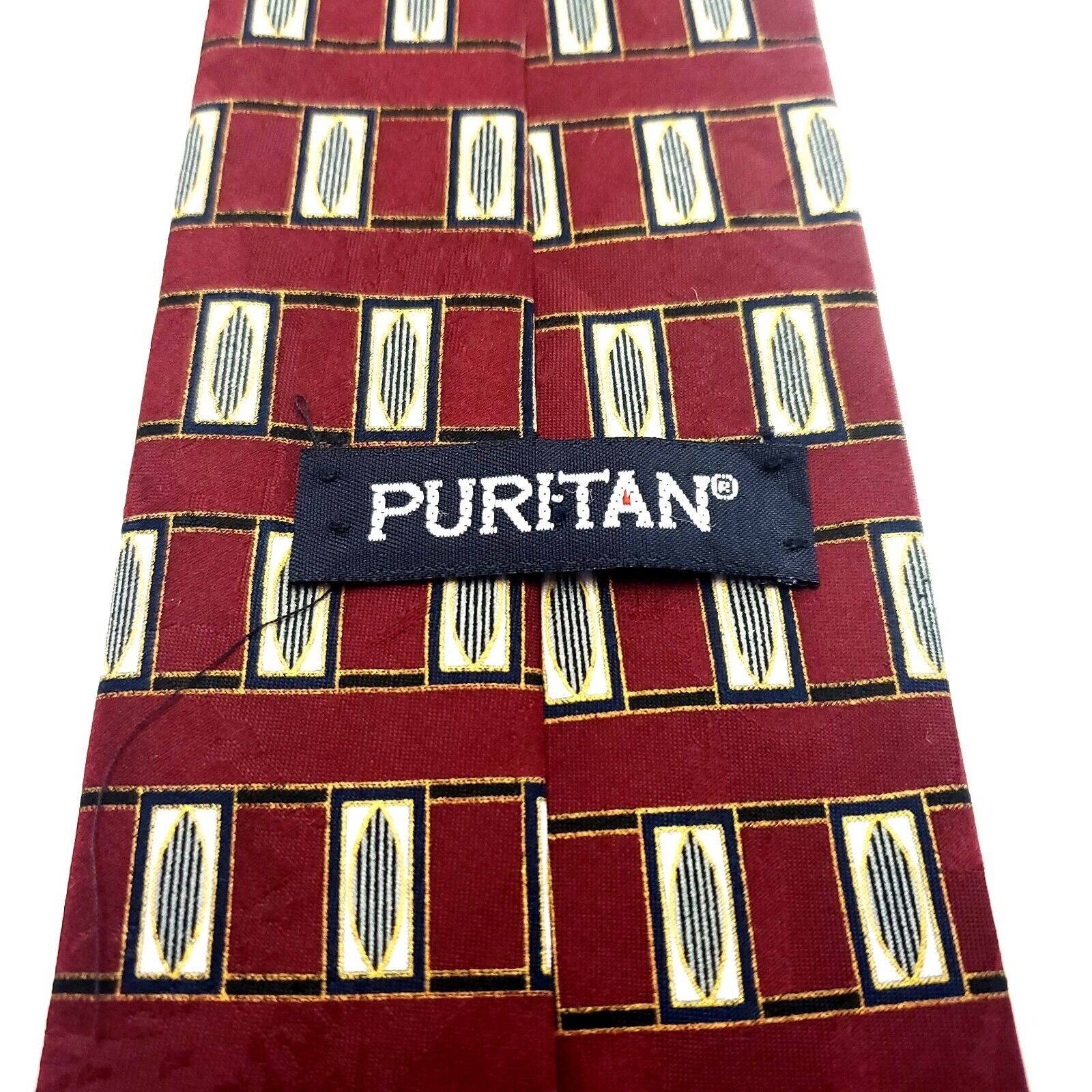 Puritan Puritan Red Silk Tie Woven Wide Short Geometric Size ONE SIZE - 4 Thumbnail