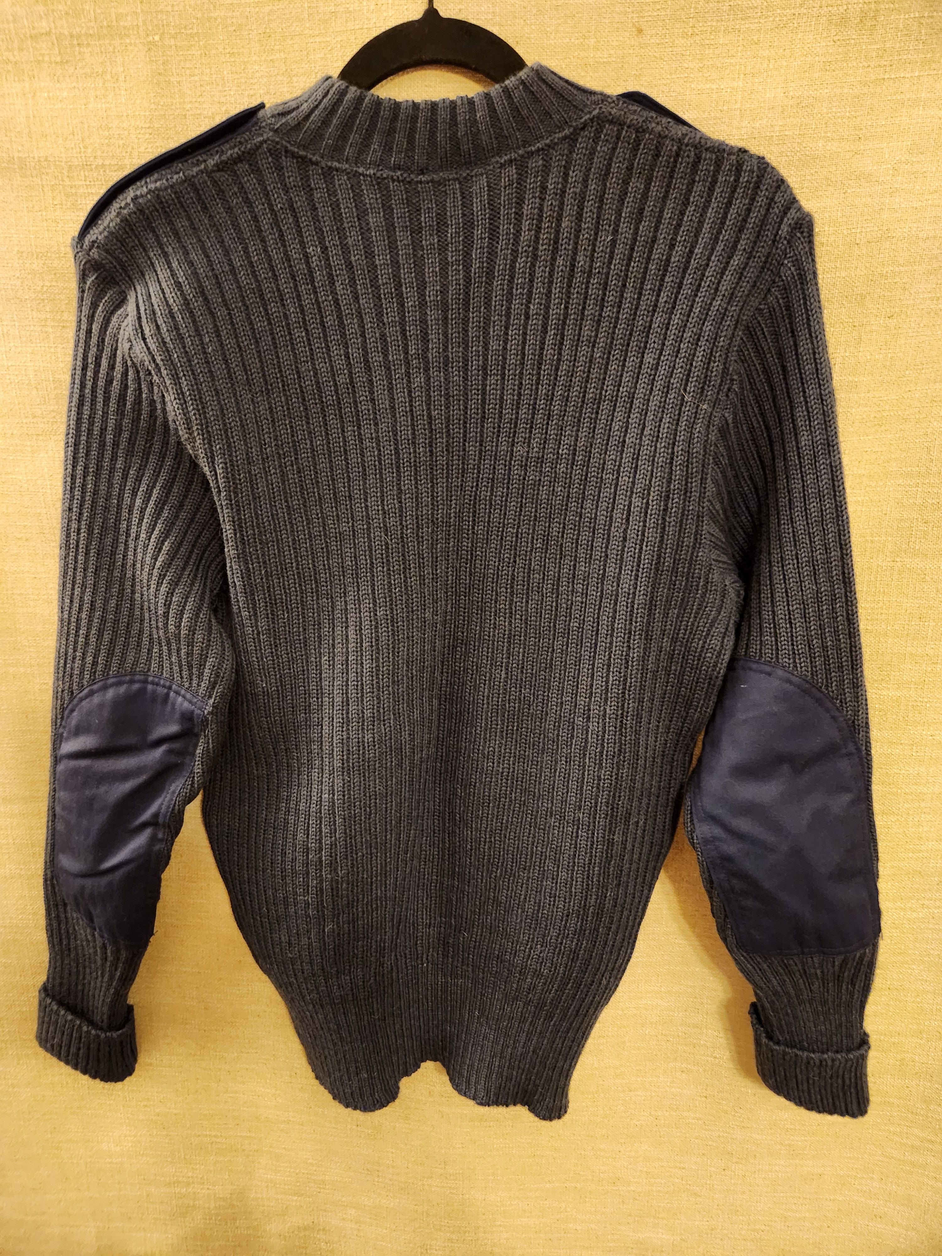 Vintage Vintage 100% Wool Ribbed Knit Men's Long Sleeve Blue Sweater Size US M / EU 48-50 / 2 - 2 Thumbnail