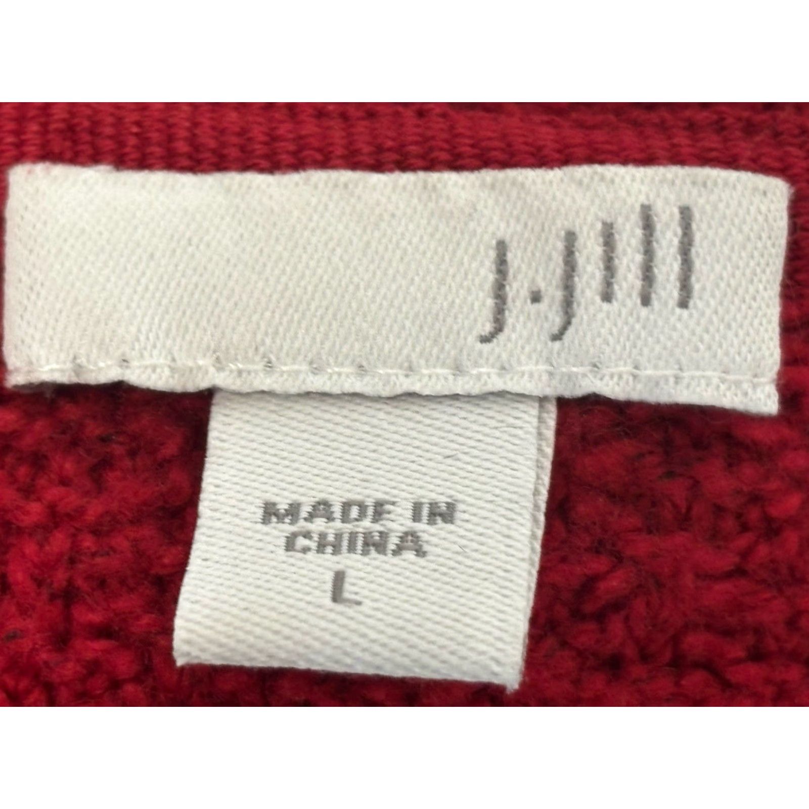 J. Jill J. Jill Textured Knit Cardigan Sweater Large Red Open Front Pockets Womens Size L / US 10 / IT 46 - 7 Thumbnail