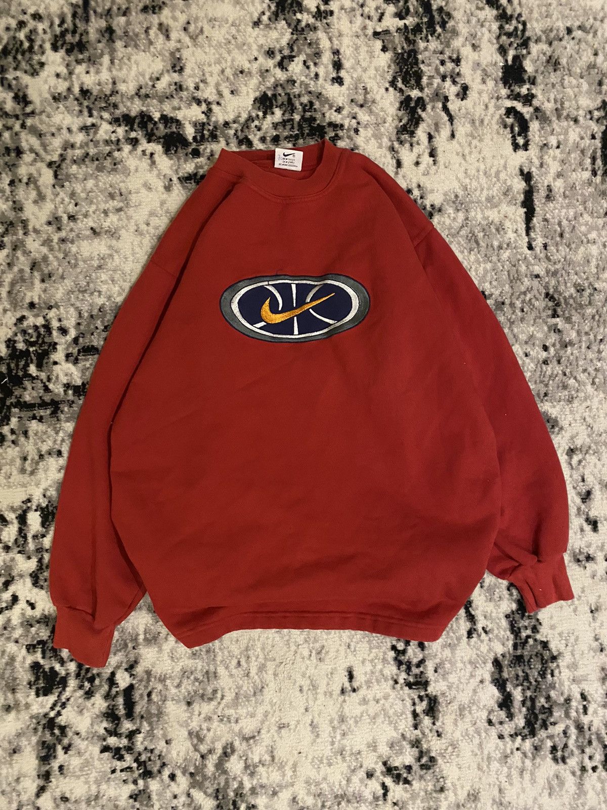 Nike × Vintage Nike Vintage Sweater Big Central Logo Swoosh Y2k Bagy Fit Size US L / EU 52-54 / 3 - 1 Thumbnail