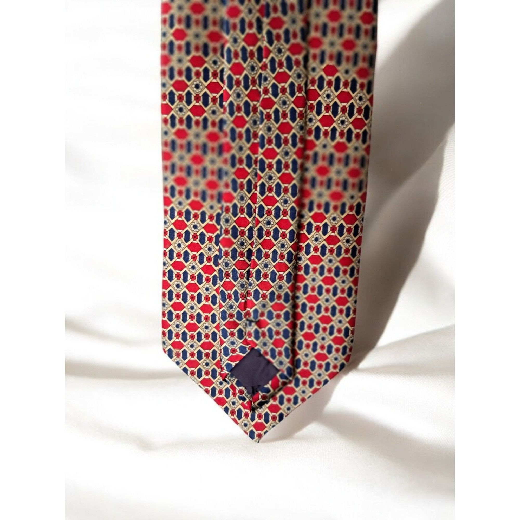 Other St. Lorren 100% Silk Tie, Geometric Pattern: Red, Blue, and Size ONE SIZE - 6 Thumbnail