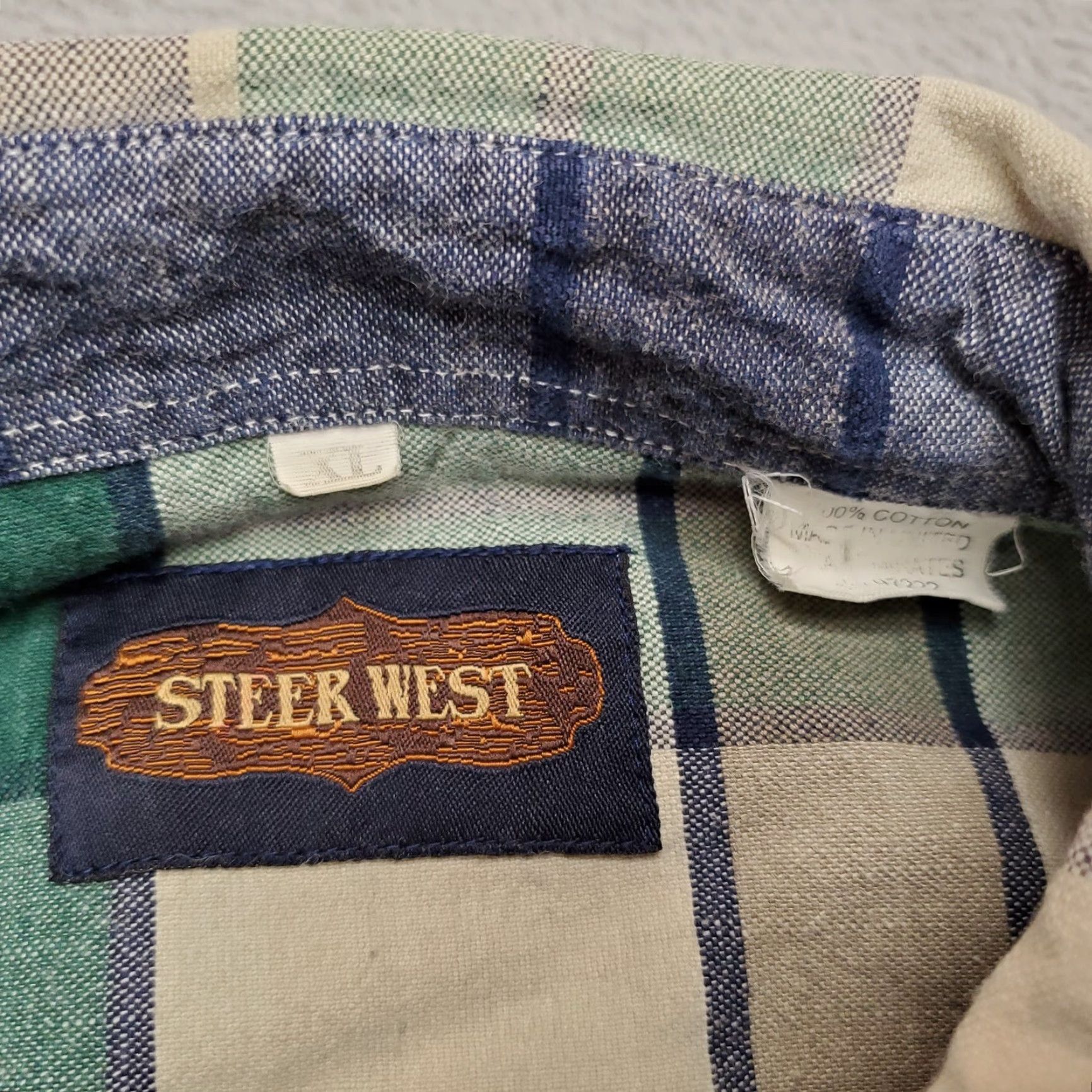 Vintage VINTAGE Steer West Shirt Mens XL Blue Plaid Button-Up Cowboy Western Casual USA Theme Size US XL / EU 56 / 4 - 3 Thumbnail