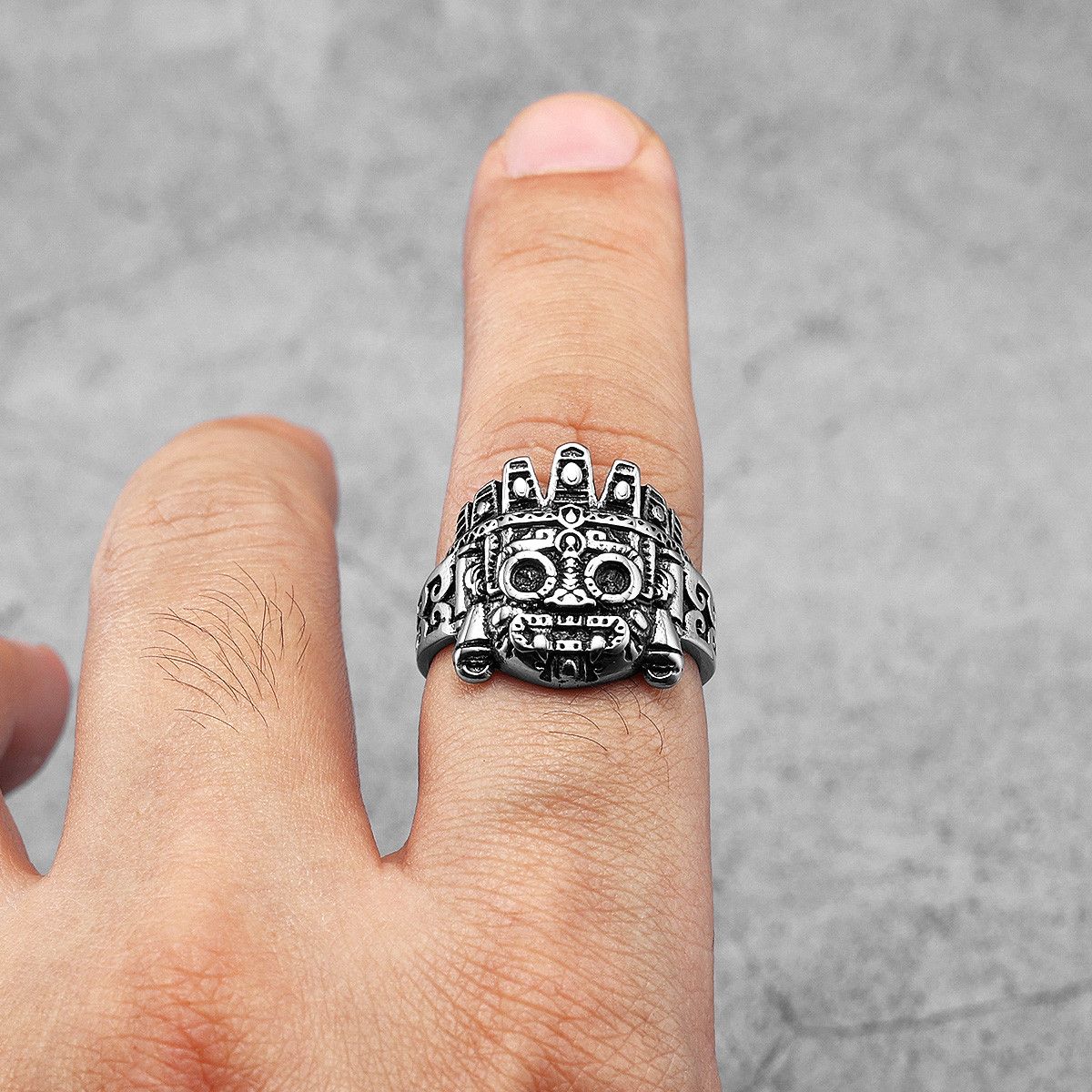 Jewelry × Vintage SIZE 10 Vintage Totems Skull Stainless Steel Ring Size ONE SIZE - 3 Thumbnail