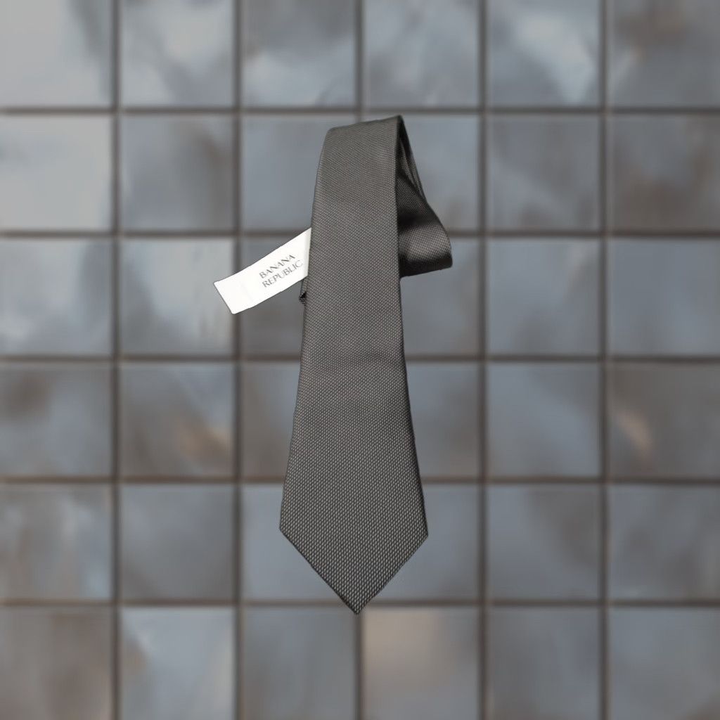 Banana Republic Banana Republic Mens Gray Silk Blend Neck Tie Designer Geometric Abstract - Classic Length 57"-60" Silk Polyester Woven Tie Mens Accessories Size ONE SIZE - 1 Thumbnail