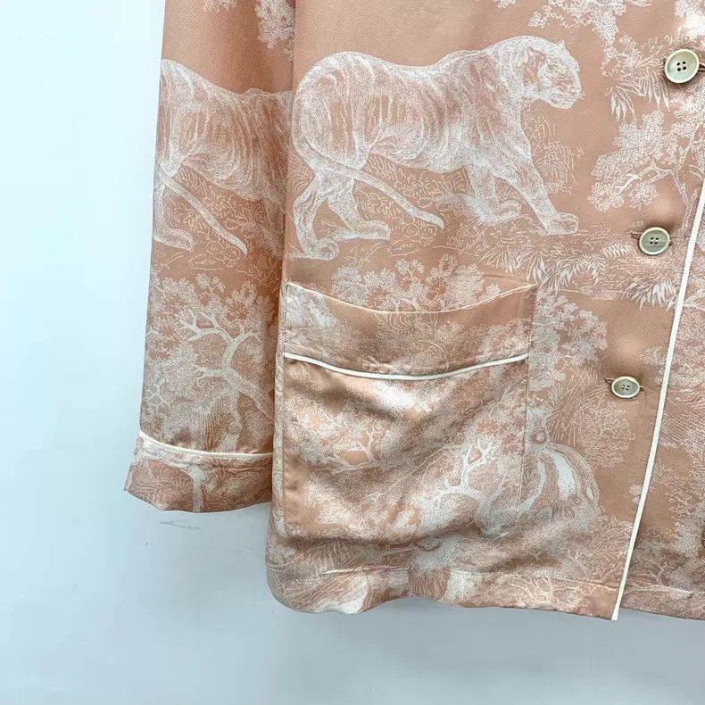 Dior Dior Pink animal jungle printed mulberry silk lapel single Size 4XL / US 24-26 - 4 Thumbnail