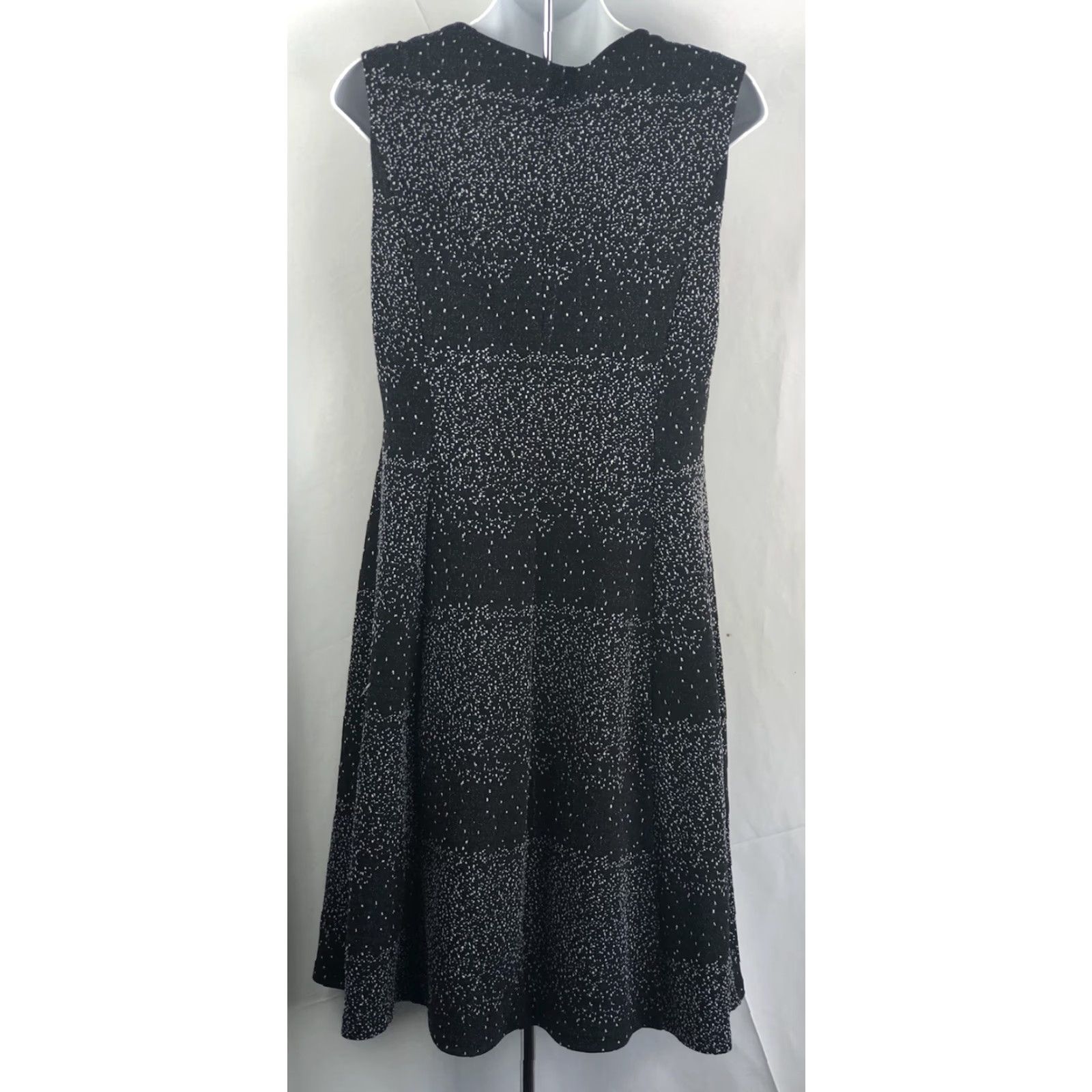 Vintage NWT Linea Domani Ltd Sleeveless Fit & Flare Dress 8 Blk Midi Bead Boat Neck Knit Size M / US 6-8 / IT 42-44 - 3 Thumbnail