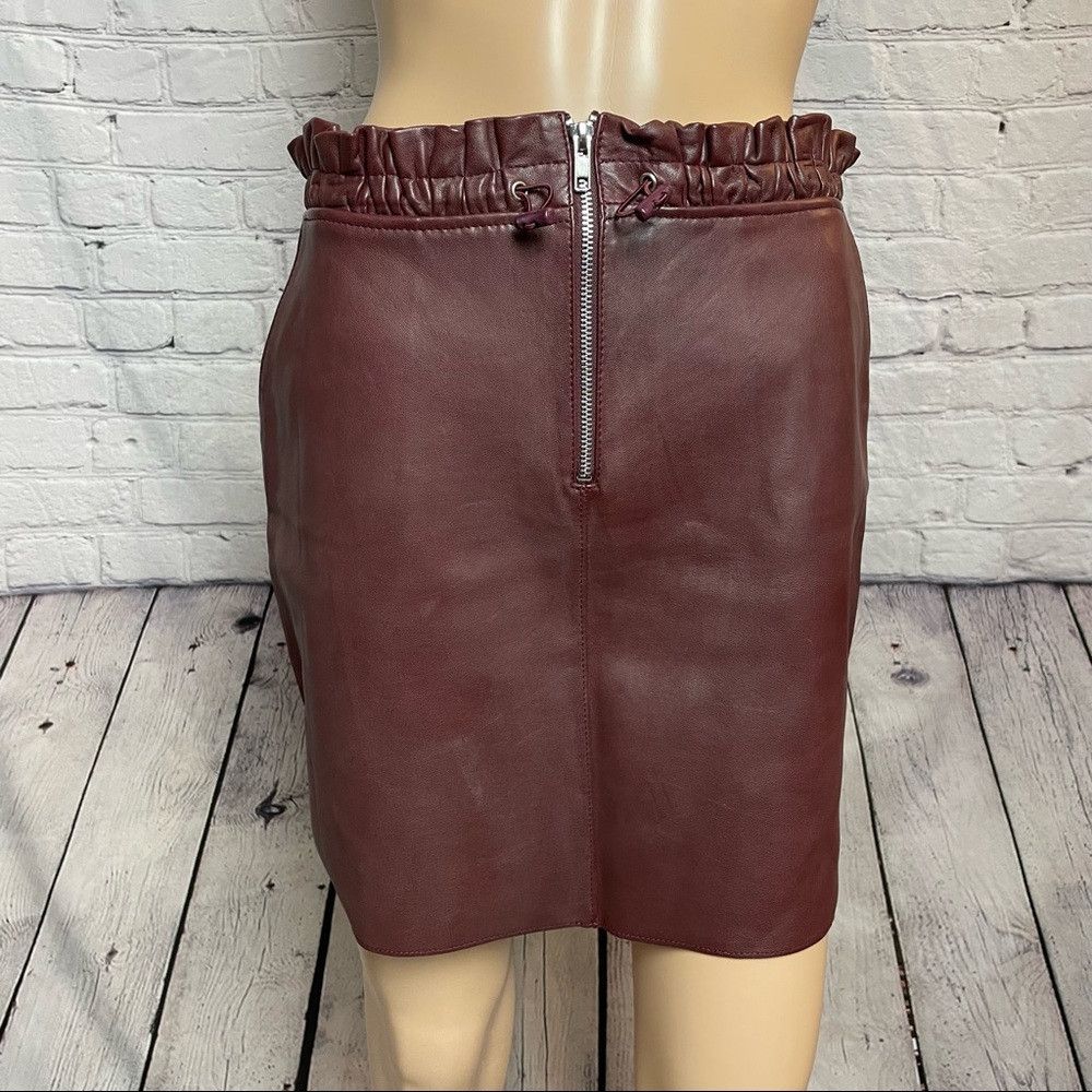 Maje NWT New $570 Maje Draw cord Burgundy Leather Mini Skirt Siz Size 30" / US 8 / IT 44 - 6 Thumbnail