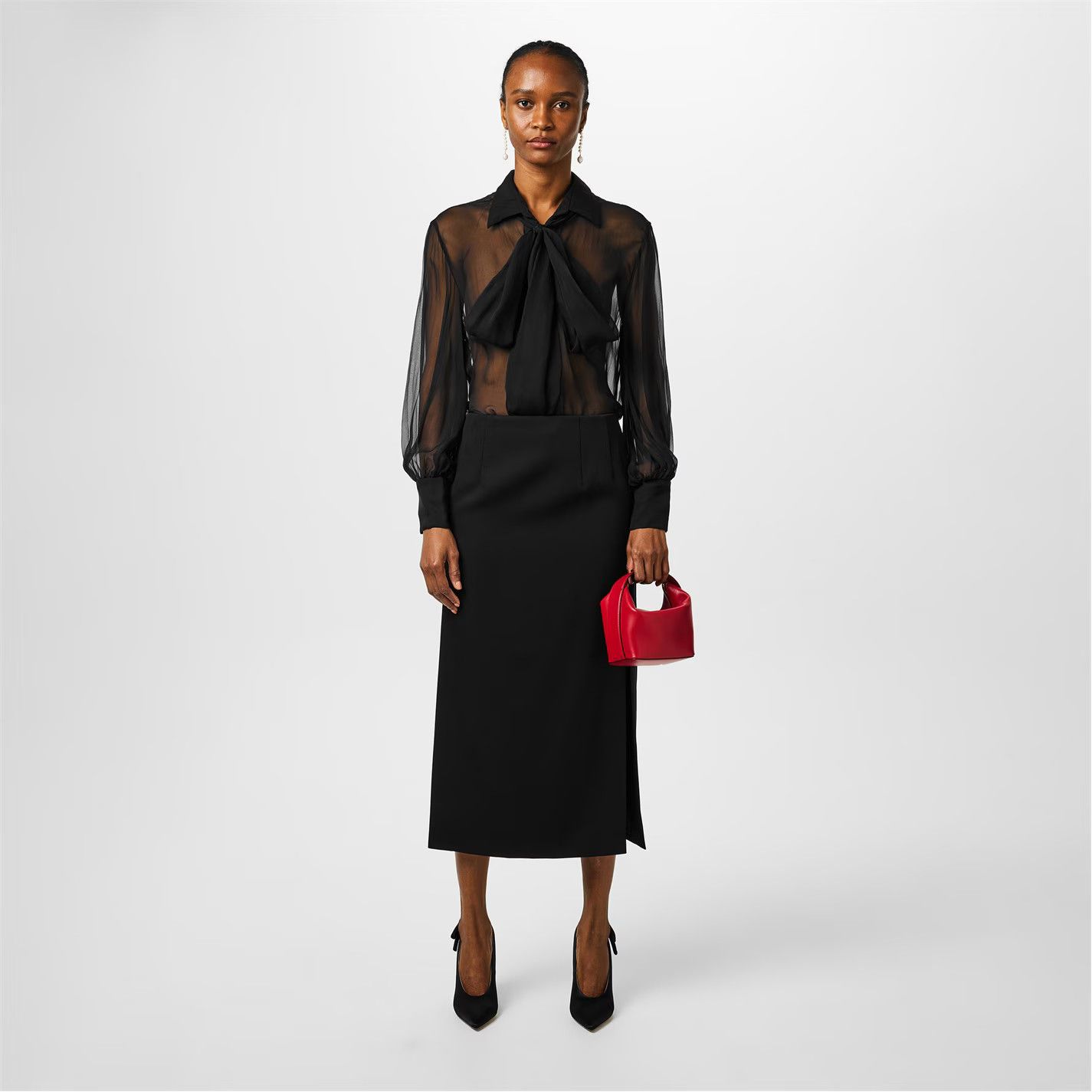 Valentino o1y0326 Midi Skirt in Black Size 27" / US 4 / IT 40 - 4 Thumbnail