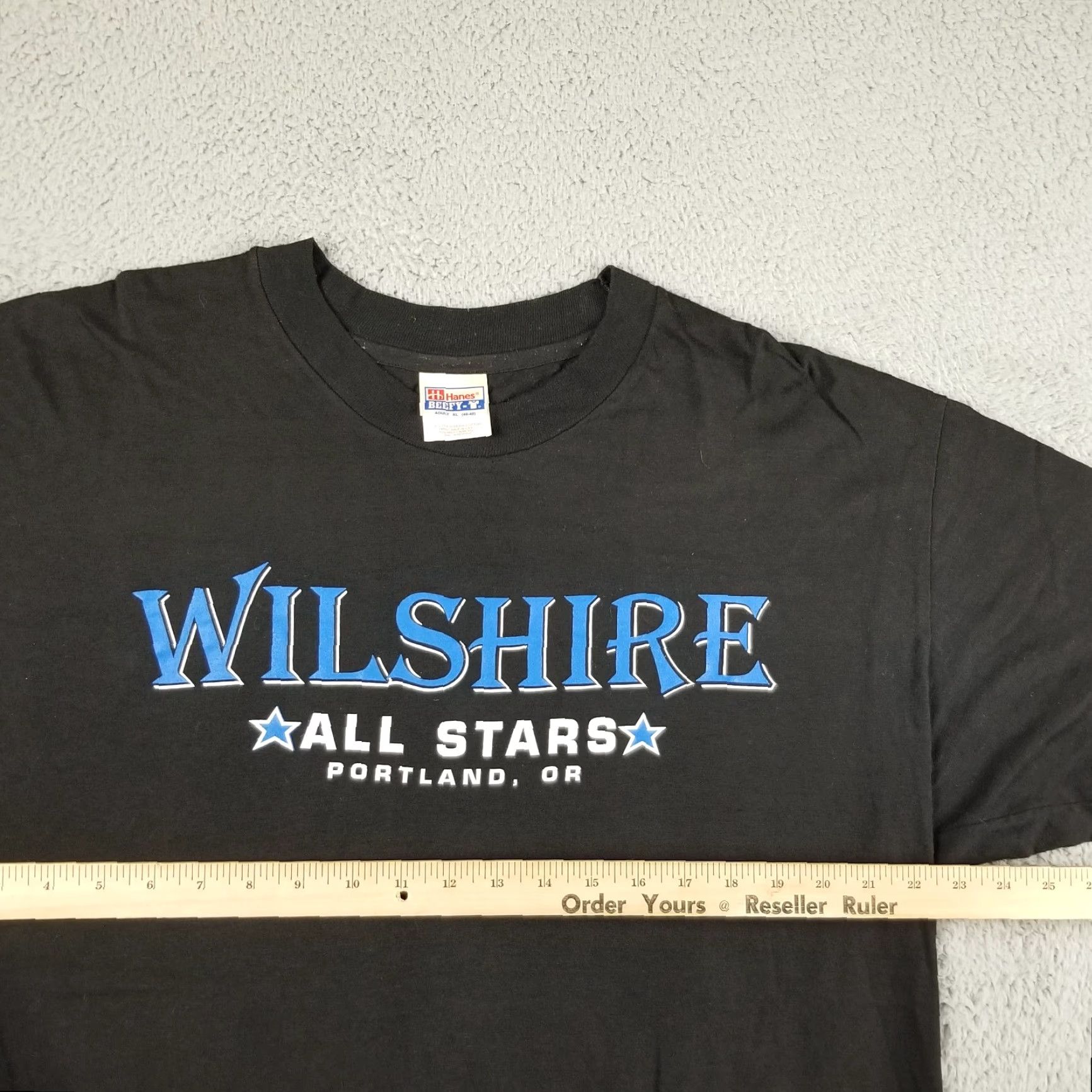 Hanes VINTAGE Hanes Portland OR Baseball T-Shirt Adult XL Black Solid Activewear PDX Mens Size US XL / EU 56 / 4 - 6 Thumbnail