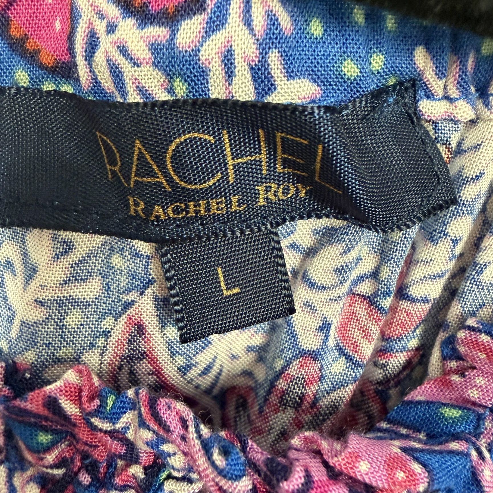 Vintage Rachel Rachel Roy Blouse Womens L Blue Pink Floral Smocked Boho Chic Cottagecore Size L / US 10 / IT 46 - 4 Thumbnail