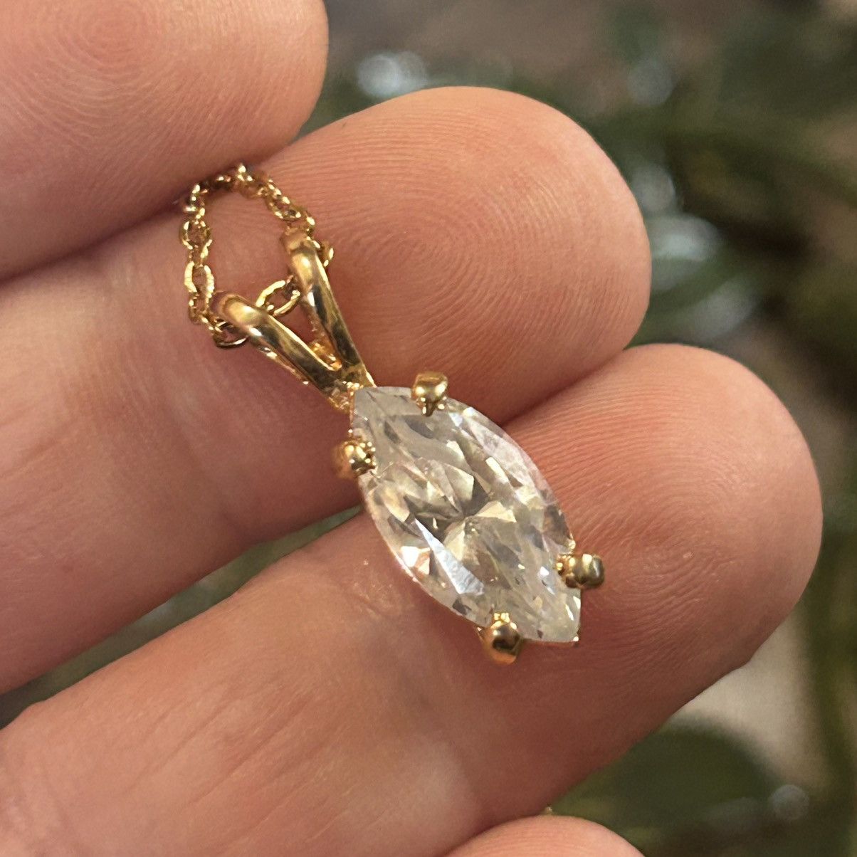Vintage Vintage 80s faceted marquis prong set stone necklace Size ONE SIZE - 1 Thumbnail