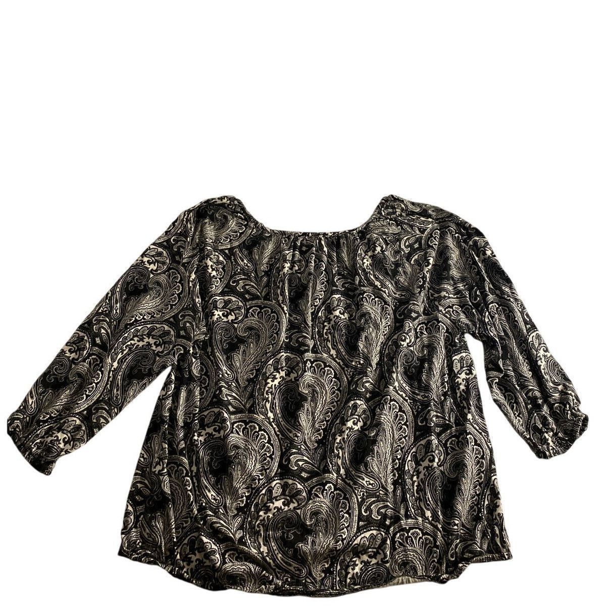 Michael Kors Michael Kors Black White Paisley Blouse XL 3/4 Sleeve Boho Size XL / US 12-14 / IT 48-50 - 5 Thumbnail
