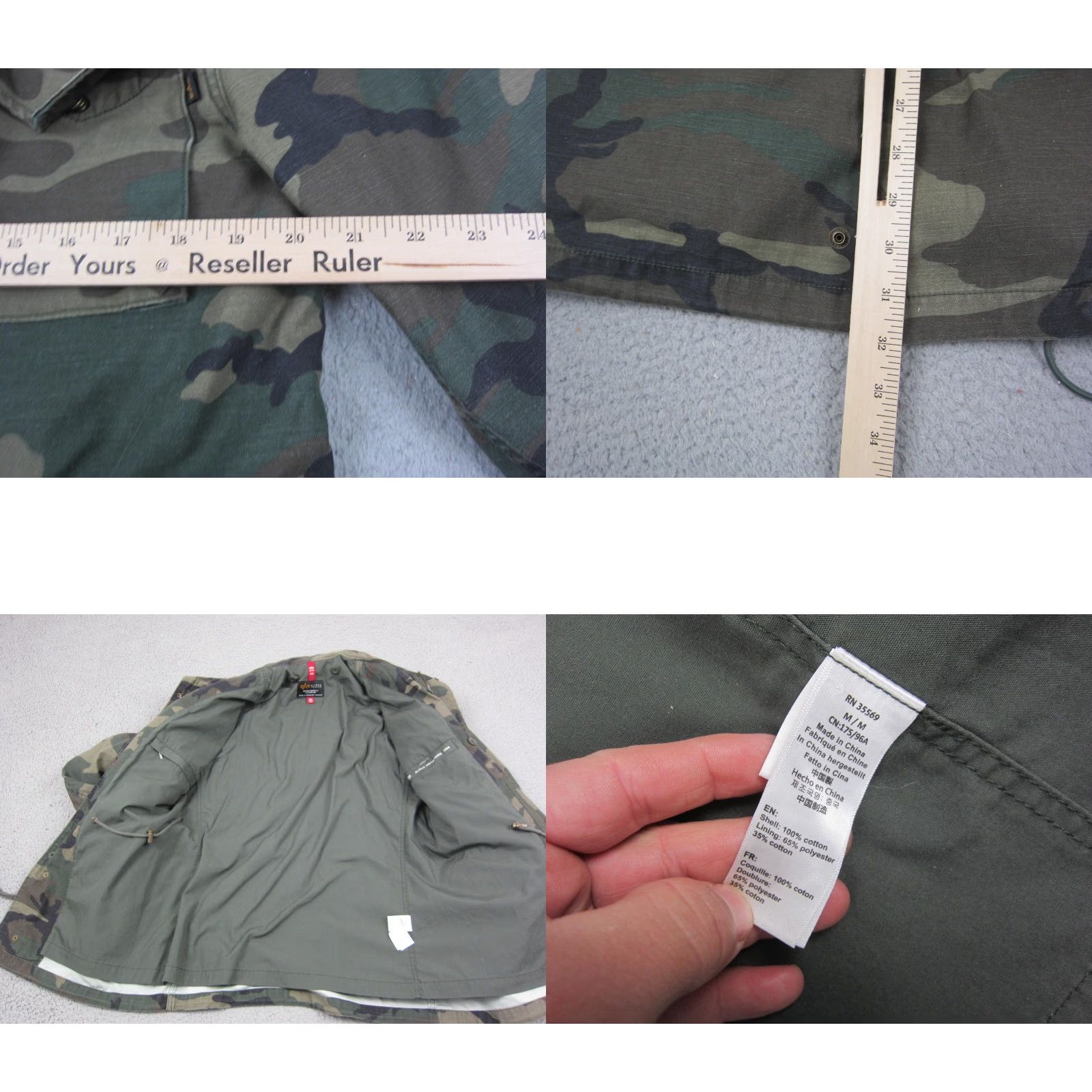 Alpha Industries Alpha Industries Jacket Mens M-65 Green Camouflage Military Field Utility Cotton Canvas Zip Mid-Length Size US M / EU 48-50 / 2 - 8 Thumbnail