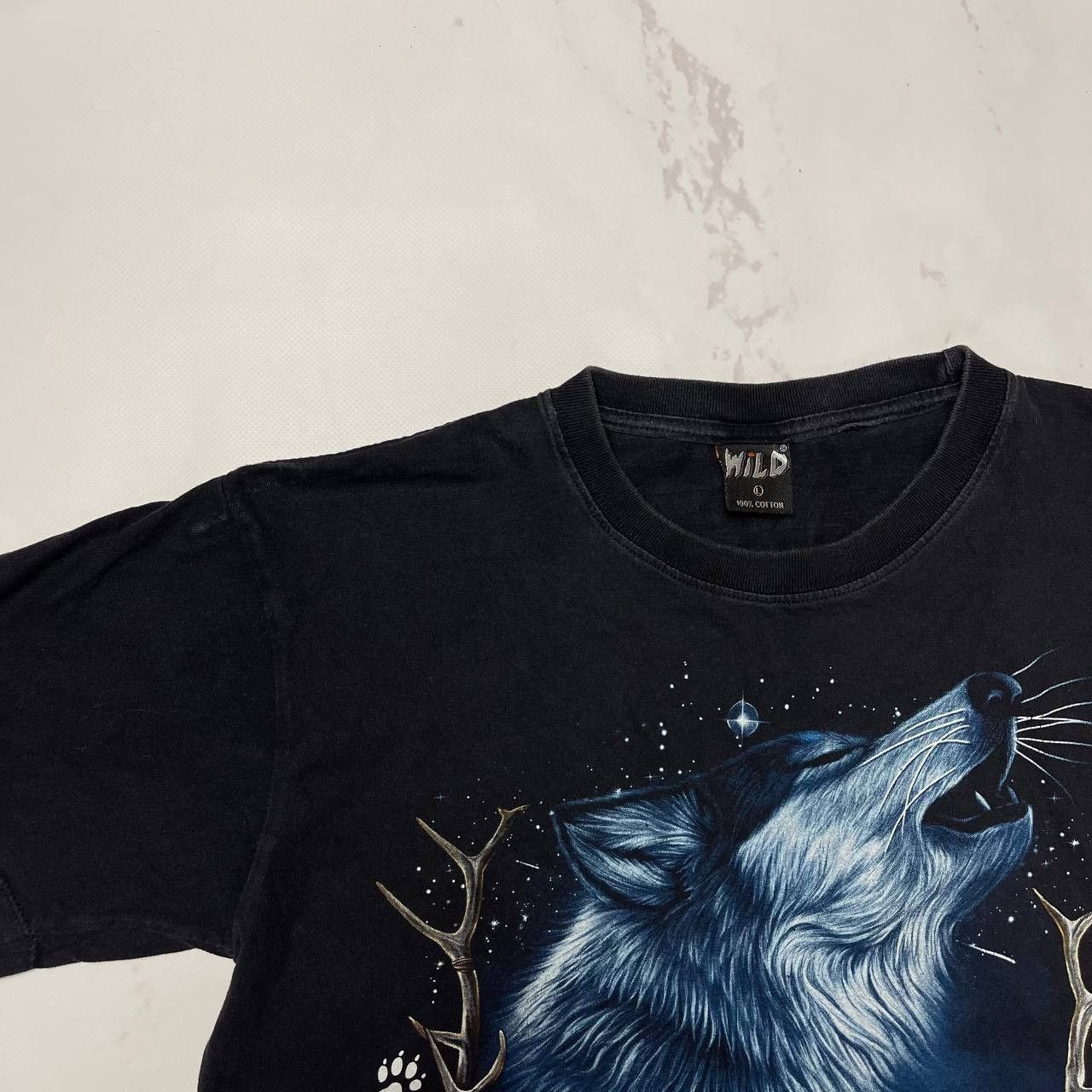 Vintage Wild Wolf T-Shirt Graphic Print Wildlife Y2K 90s Black SZ L Size US L / EU 52-54 / 3 - 9 Thumbnail