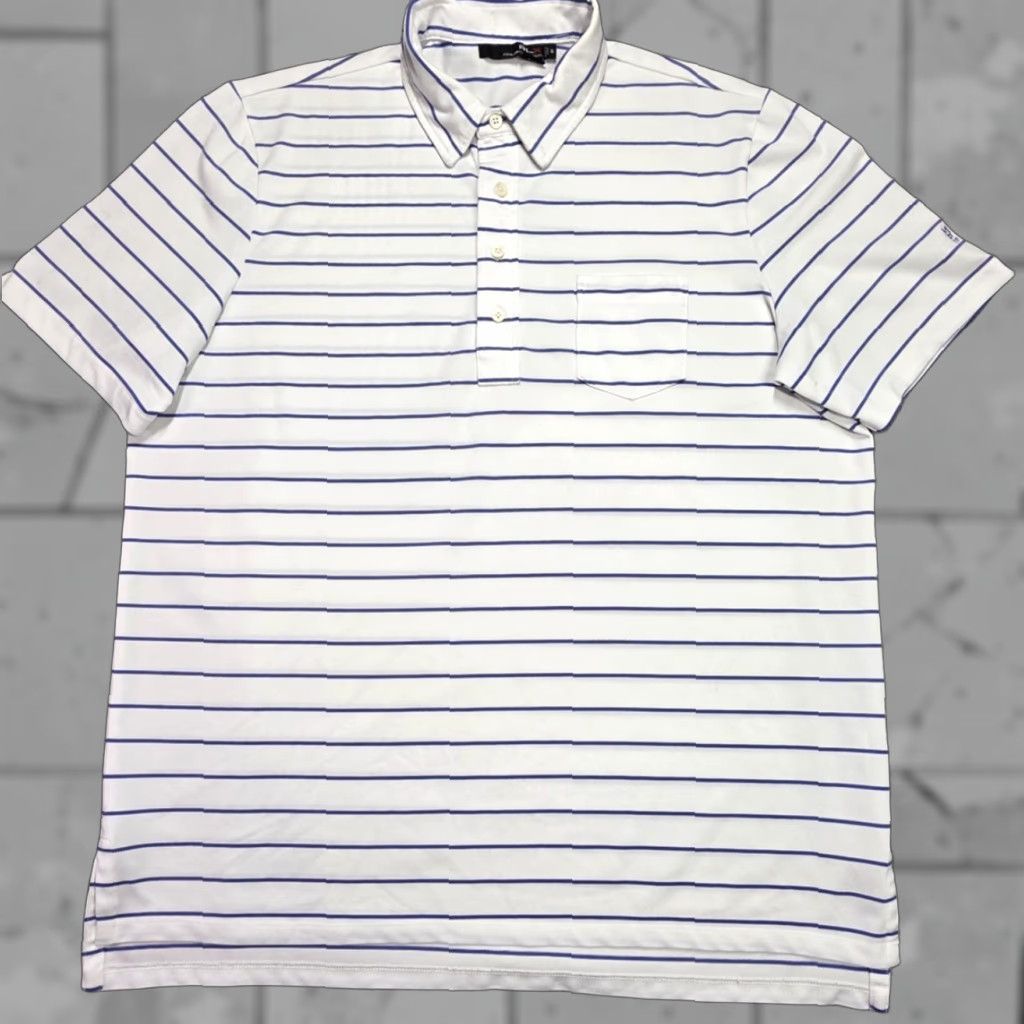 RLX Ralph Lauren RLX Ralph Lauren Polo Golf Shirt Men Short Sleeve XL White Blue Striped Polo Casual Sports 90s Size US XL / EU 56 / 4 - 1 Thumbnail