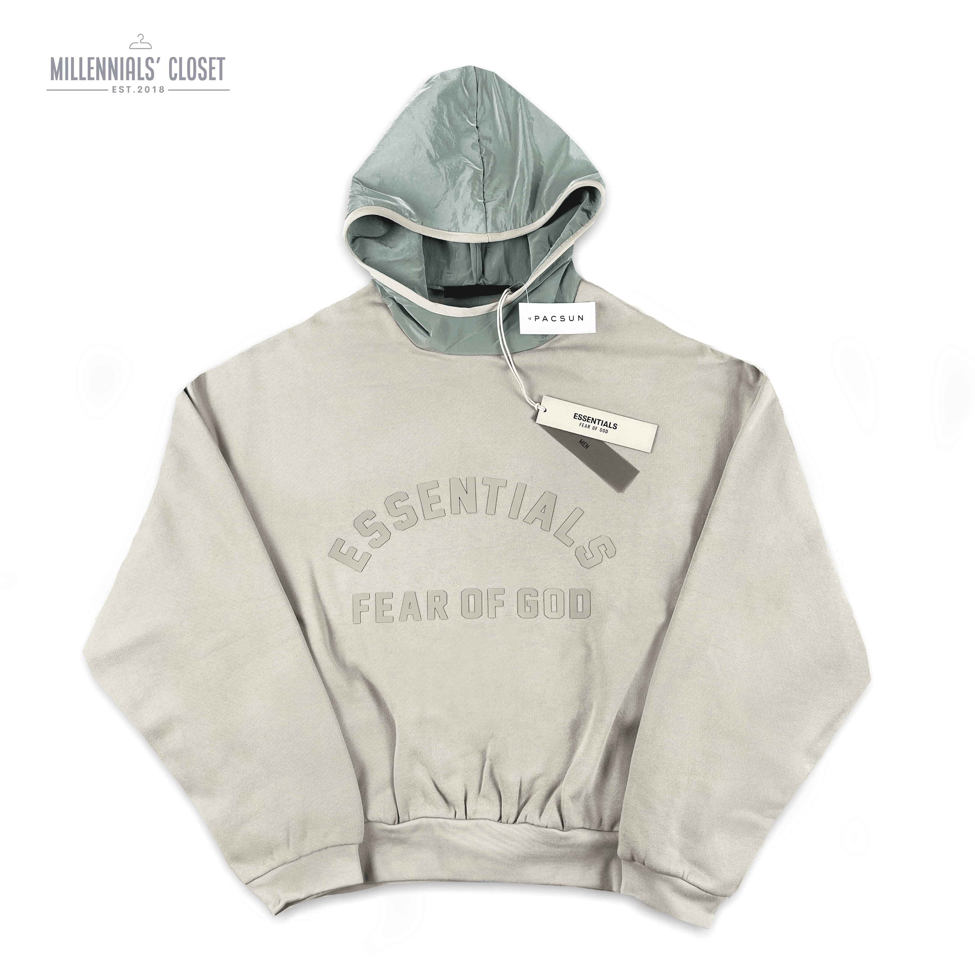 image of Essentials Nylon Fleece Hoodie Seal Size L, Men's