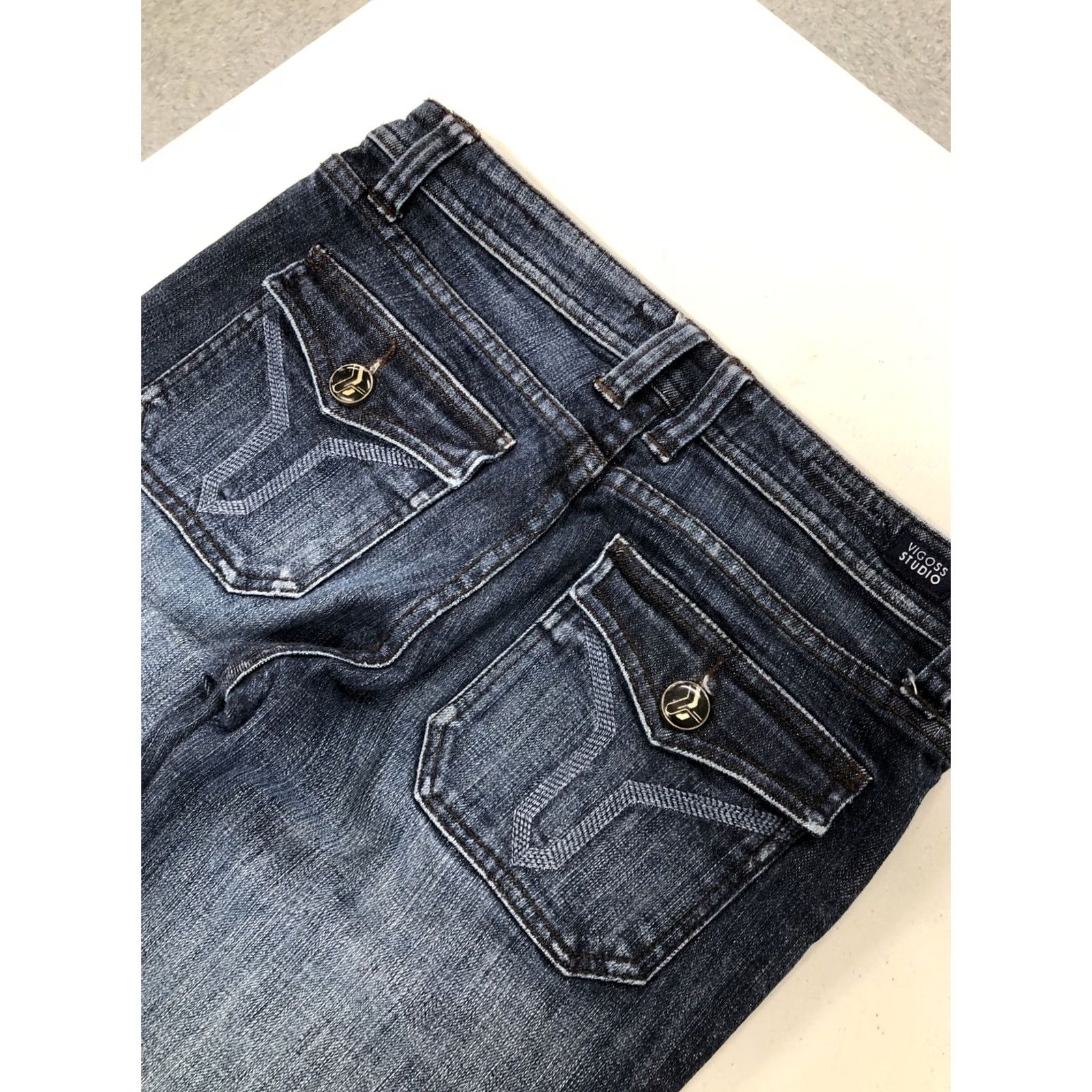 Vintage VIGOSS Jeans Nolita ii Fit & Flare 30x29 Womens Cotton Dark Blue FlairLadies Size 29" - 2 Thumbnail
