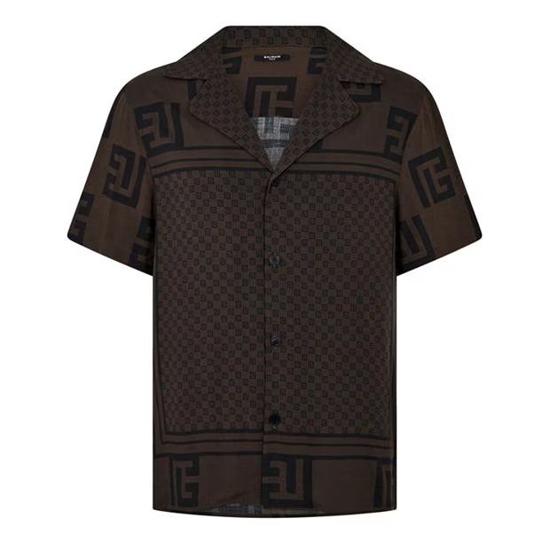 image of Balmain O1G2R1Mq0324 Shirts In Brown, Men's (Size Small)