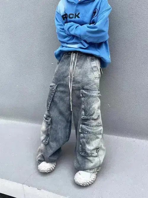 Japanese Brand × Vintage Baggy Frayed Denim Trousers with Holes Y2k Casual Frayed Size US 32 / EU 48 - 3 Thumbnail