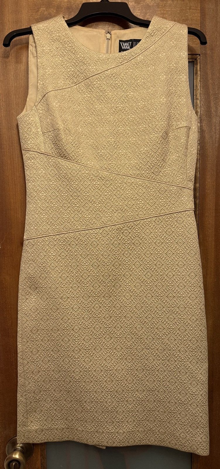 Other Worth NY Gold Textured Geometric Asymmetrical Sheath Dress Size S / US 4 / IT 40 - 1 Thumbnail