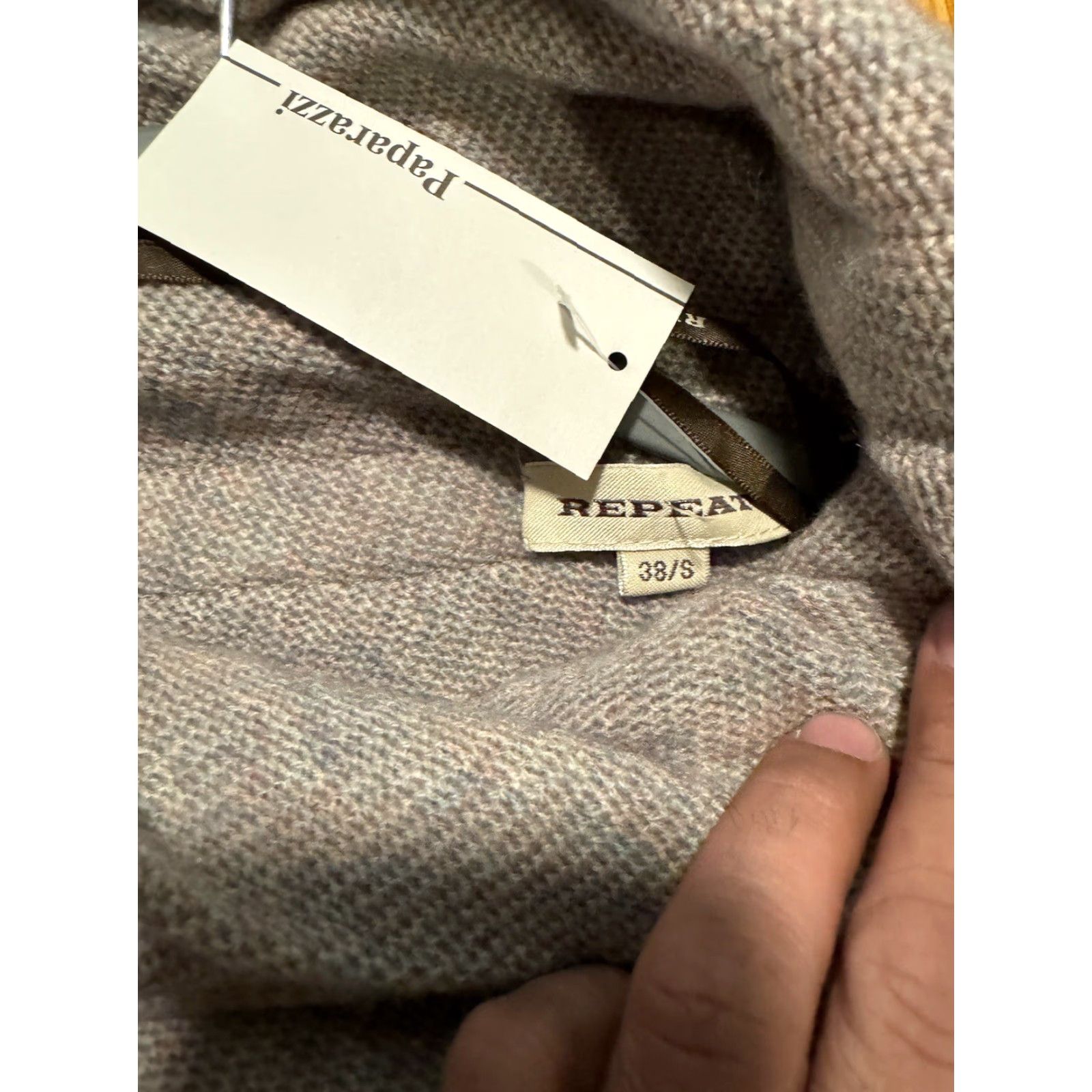 Vintage REPEAT Cashmere Women 100% Cashmere Wrap Poncho Sweater Size 38/S Taupe Fringe Knit Regular Womens Size XS / US 0-2 / IT 36-38 - 5 Thumbnail