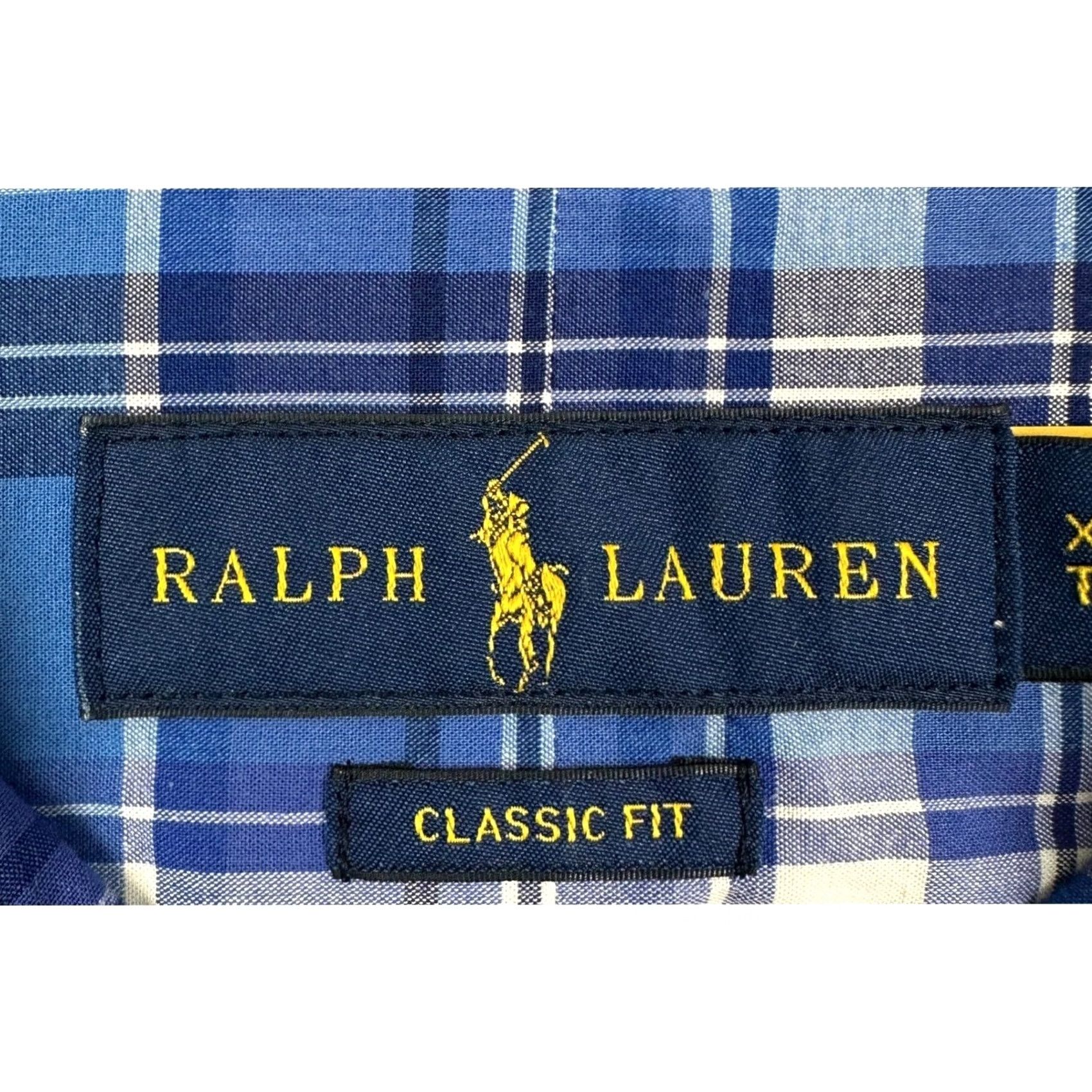 Ralph Lauren Ralph Lauren Shirt Mens XL Blue Dress Classic Fit Tartan Plaid Stretch Pony Button-Up Long Sleeve Size 46R - 4 Thumbnail