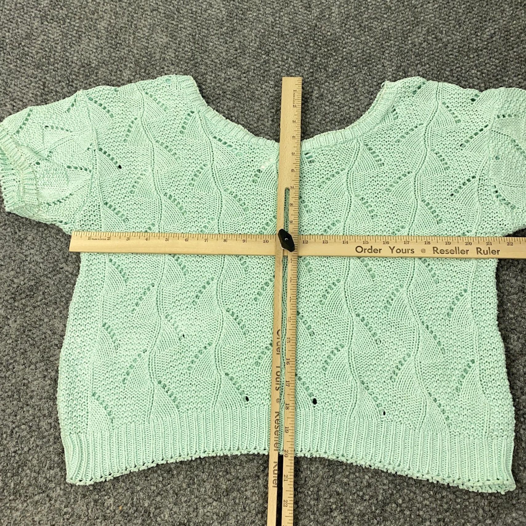 Vintage VINTAGE Across America Knit Sweater Womens Medium Green Open Knit 80s Geometric Pullover Size M / US 6-8 / IT 42-44 - 5 Thumbnail