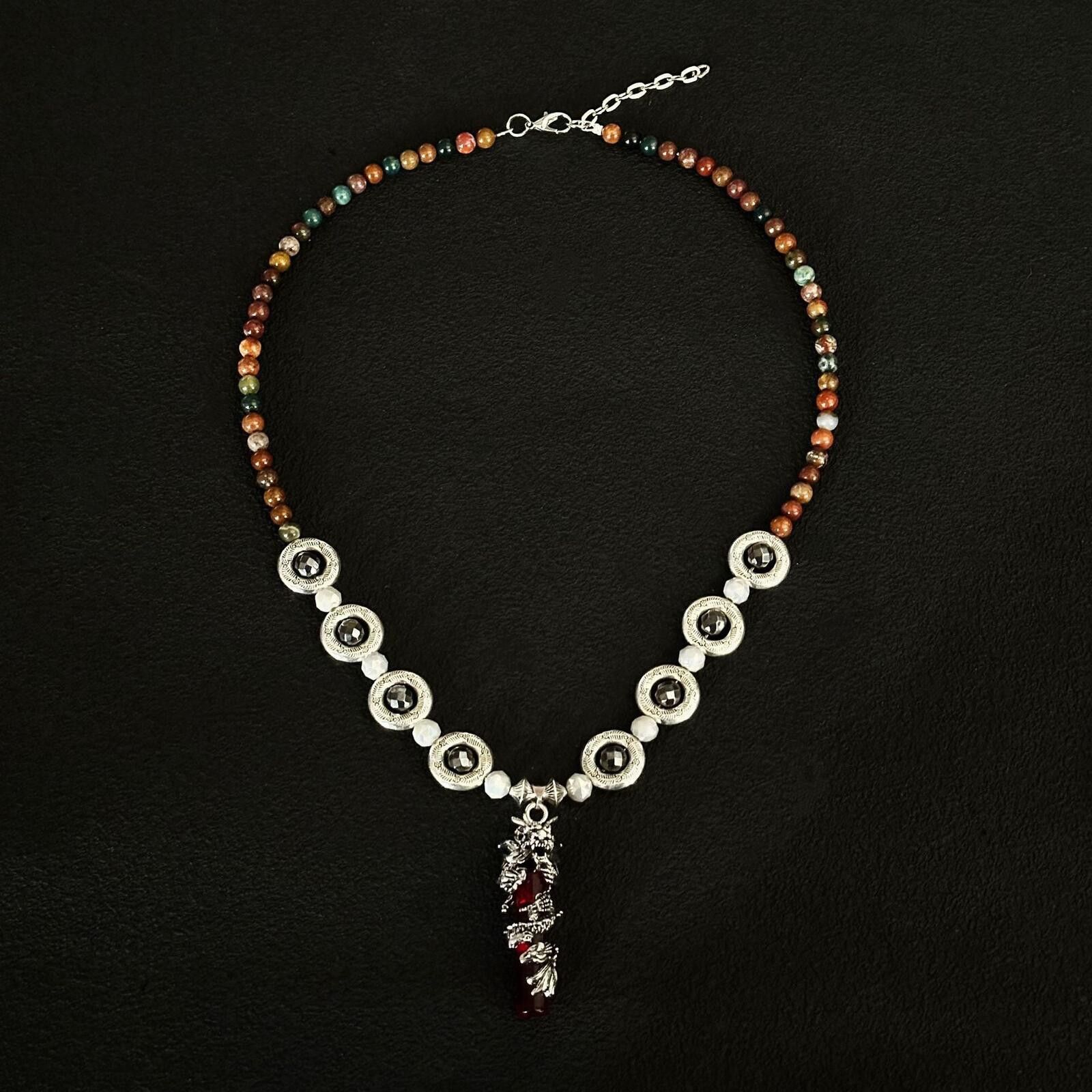 Jewelry Dragon Bead Strand Necklace | Tibetan Vintage Mixed Material Size ONE SIZE - 6 Thumbnail
