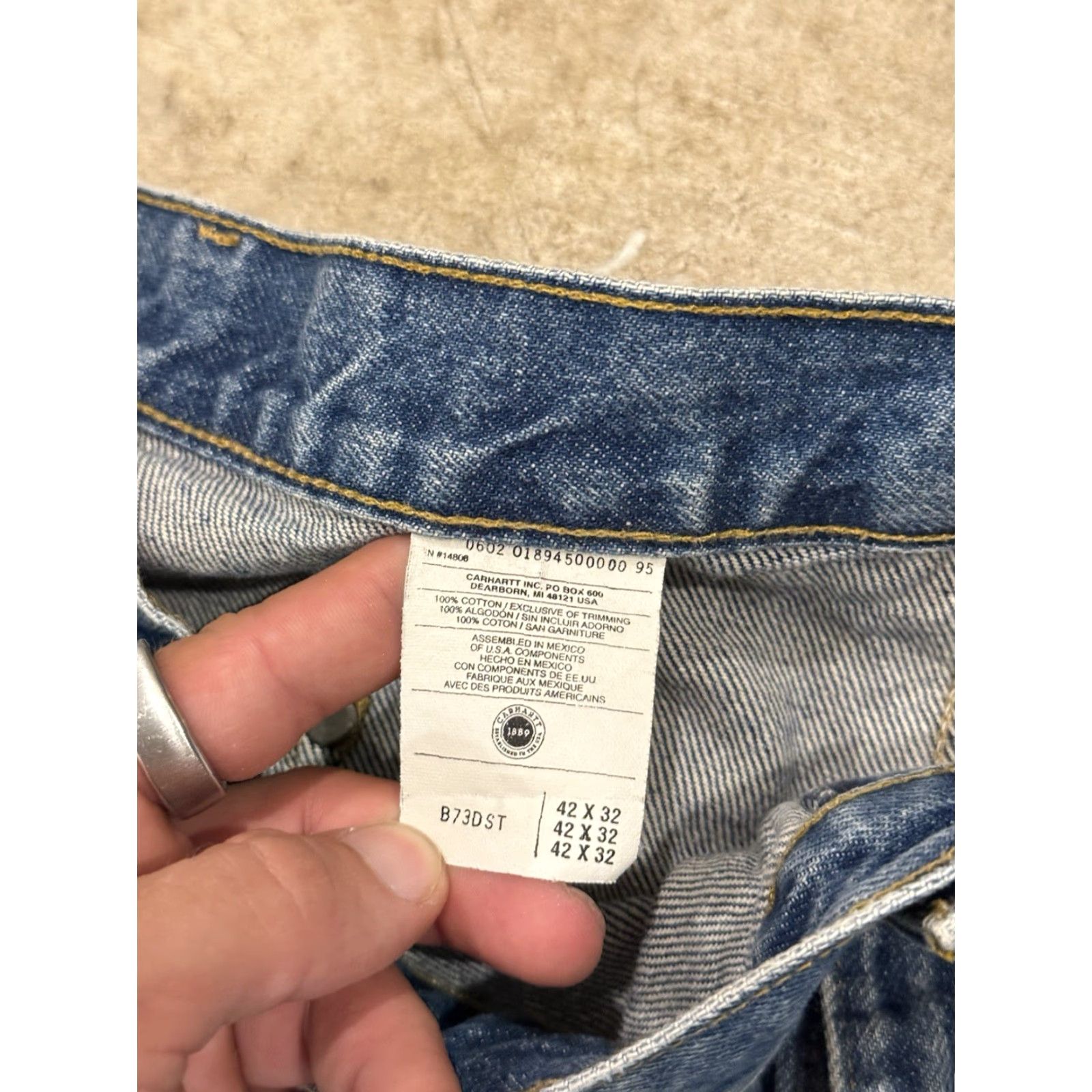 Carhartt Carhartt Jeans Men’s 42 42x32 Loose Original Fit Blue Wide-Leg B73-DST Size US 42 / EU 58 - 3 Thumbnail