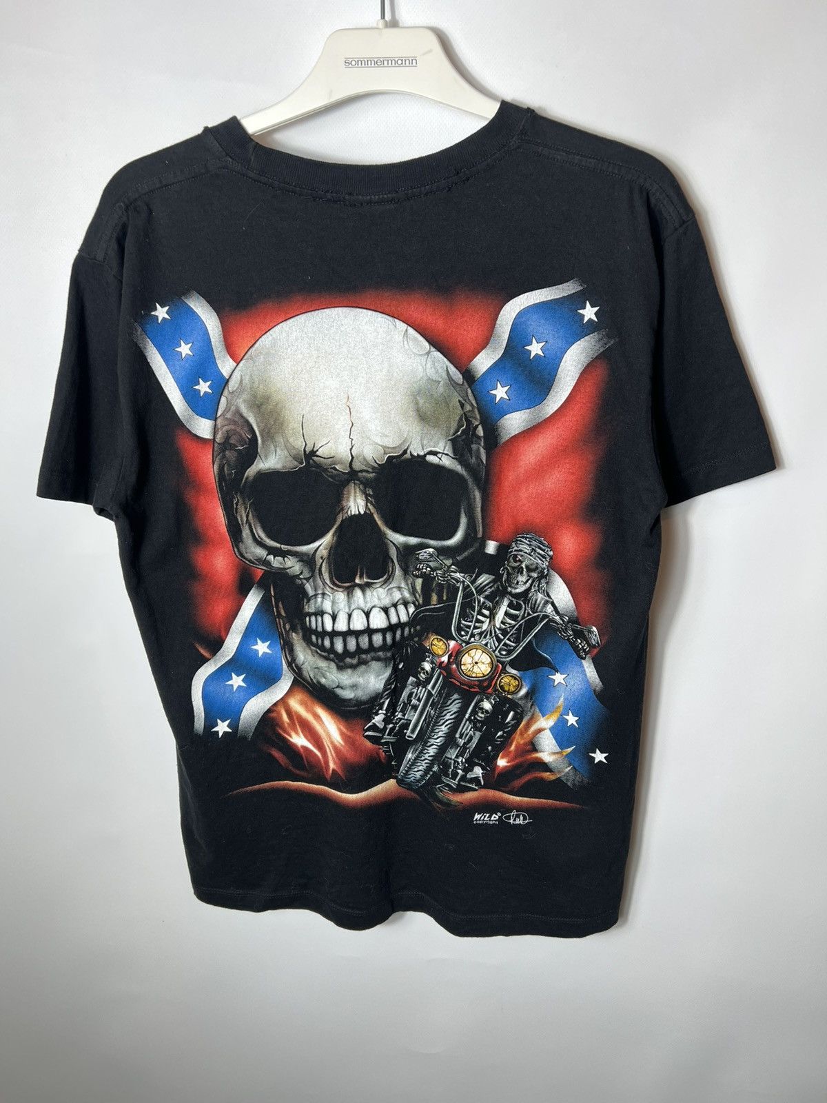 Vintage Vintage streetwear Wild Y2K Harley Style AOP Skull Biker Tee Size US M / EU 48-50 / 2 - 6 Thumbnail