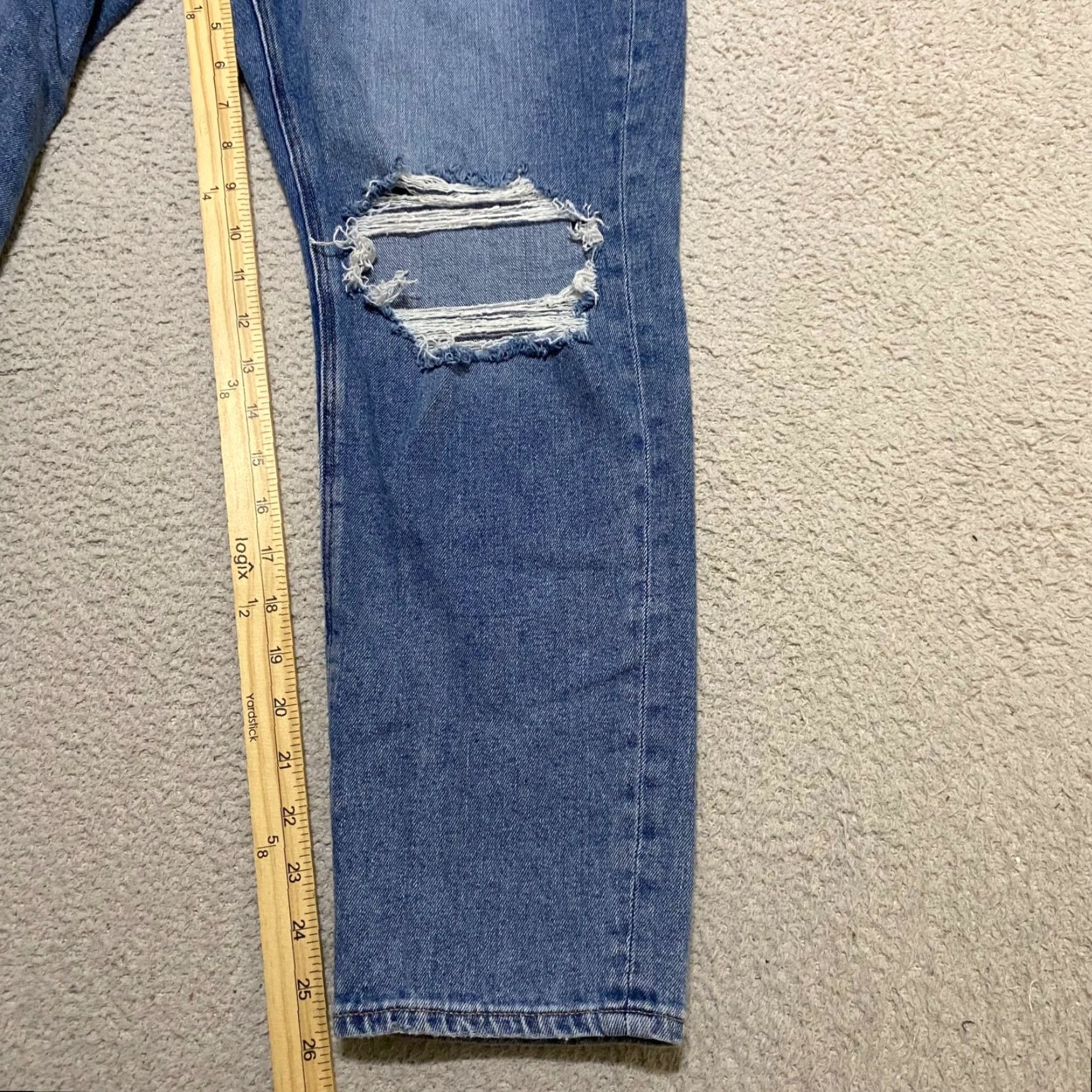 American Eagle Outfitters American Eagle Outfitters Mom Jeans Womens 8P Blue Denim Medium Wash Distressed Regular 5-Pocket Jeans Womens 90s Grunge Retro Size 30" / US 8 / IT 44 - 6 Thumbnail