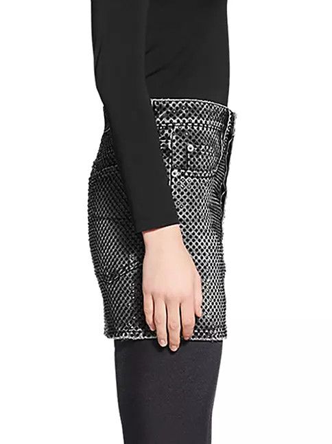 Balenciaga o1la1rc1a1024 Low Waist Mini Skirt in Noir/Iceberg Size 26" / US 2 / IT 38 - 4 Thumbnail