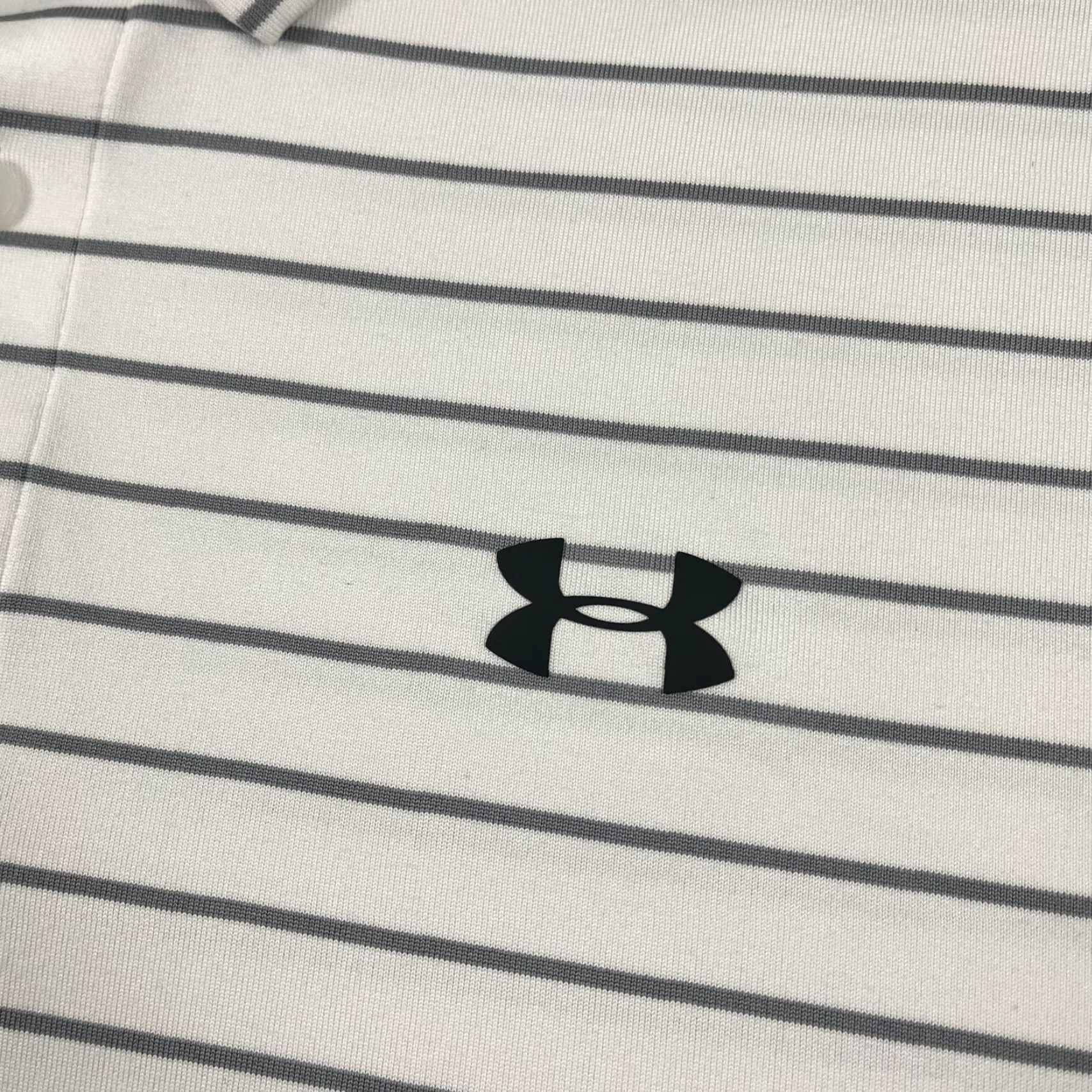 Under Armour Under Armour Polo Shirt Mens XL White Gray Stripe Performance Golf Sport Size US XL / EU 56 / 4 - 2 Thumbnail