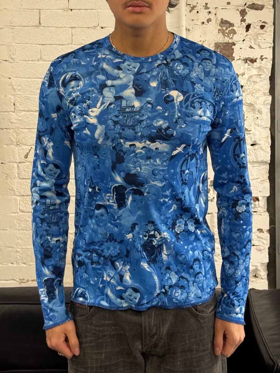 Jean Paul Gaultier 1990s Jean Paul Gaultier Chinese Propaganda Blue Longsleeves Size US S / EU 44-46 / 1 - 2 Thumbnail