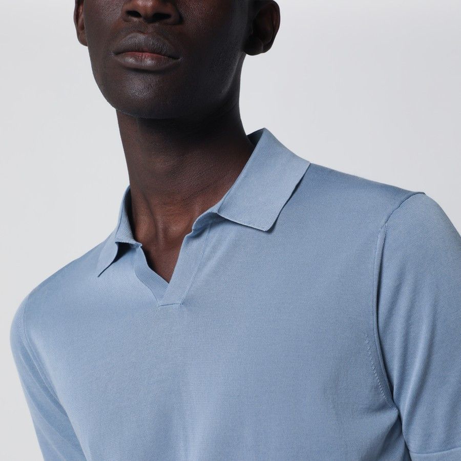 Drumohr o1d2blof0226 Cotton Polo Shirt in Light Blue Size US L / EU 52-54 / 3 - 4 Thumbnail