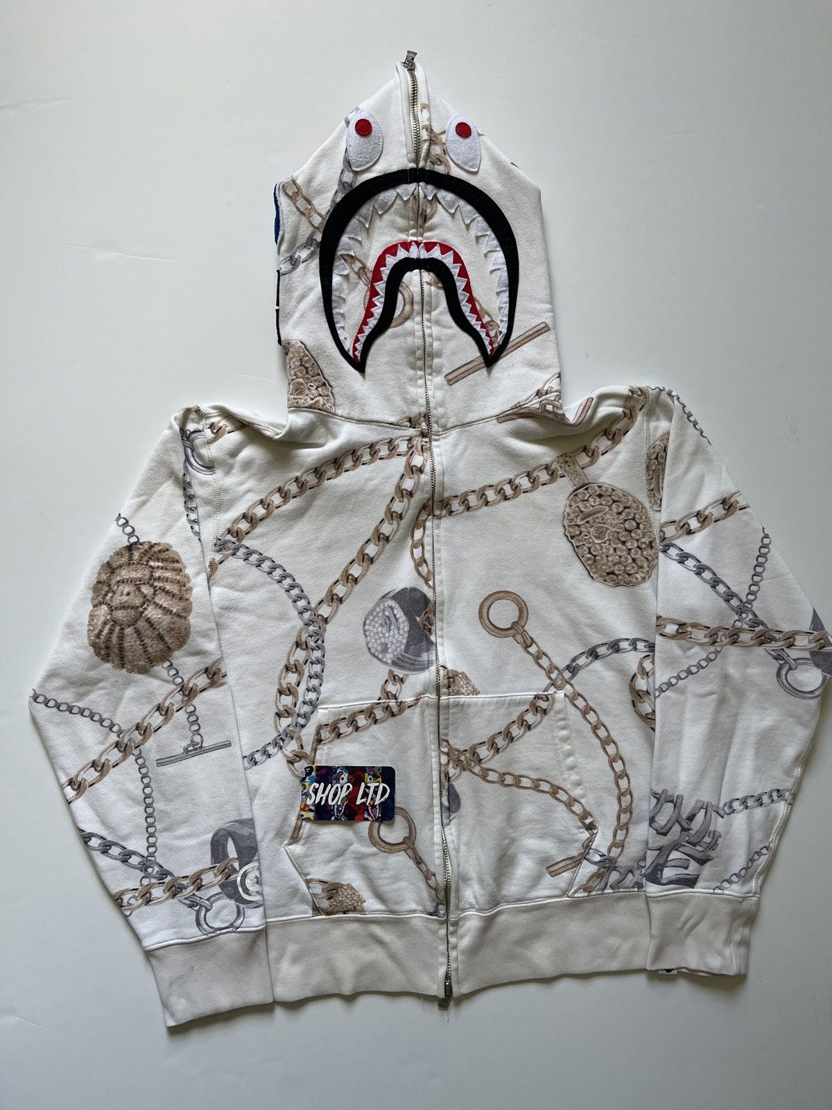 Bape A Bathing Ape Chains & Gold Shark Hoodie | Grailed