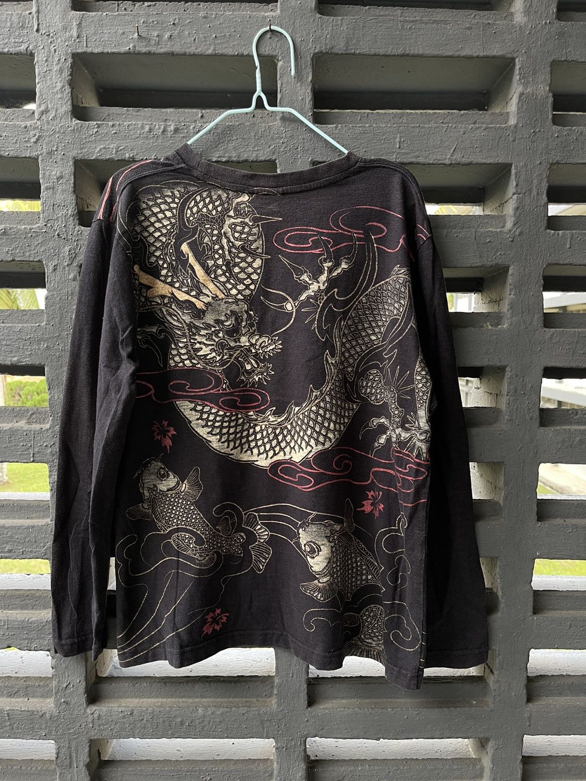 Japanese Brand × Vintage Sukajan dragon x koi fish motif longsleeve shirt Size US L / EU 52-54 / 3 - 2 Thumbnail