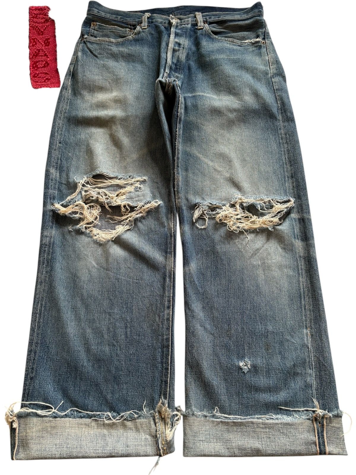 Japanese Brand Vintage Japanese Brand Selvedge Mud Wash Distress Baggy Jean Size US 33 - 1 Thumbnail